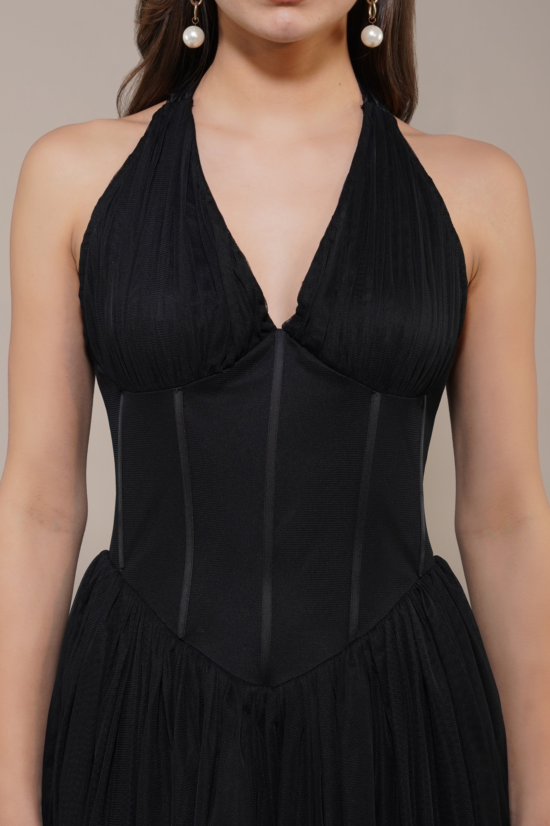 Therma Tulle Mini Dress in Black