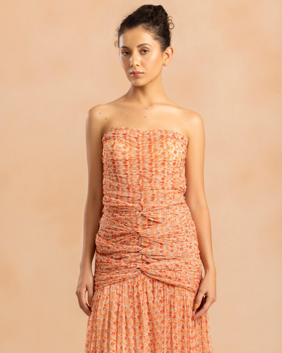 Allura Tulle Maxi Dress in Ditsy Red Wildflower Print