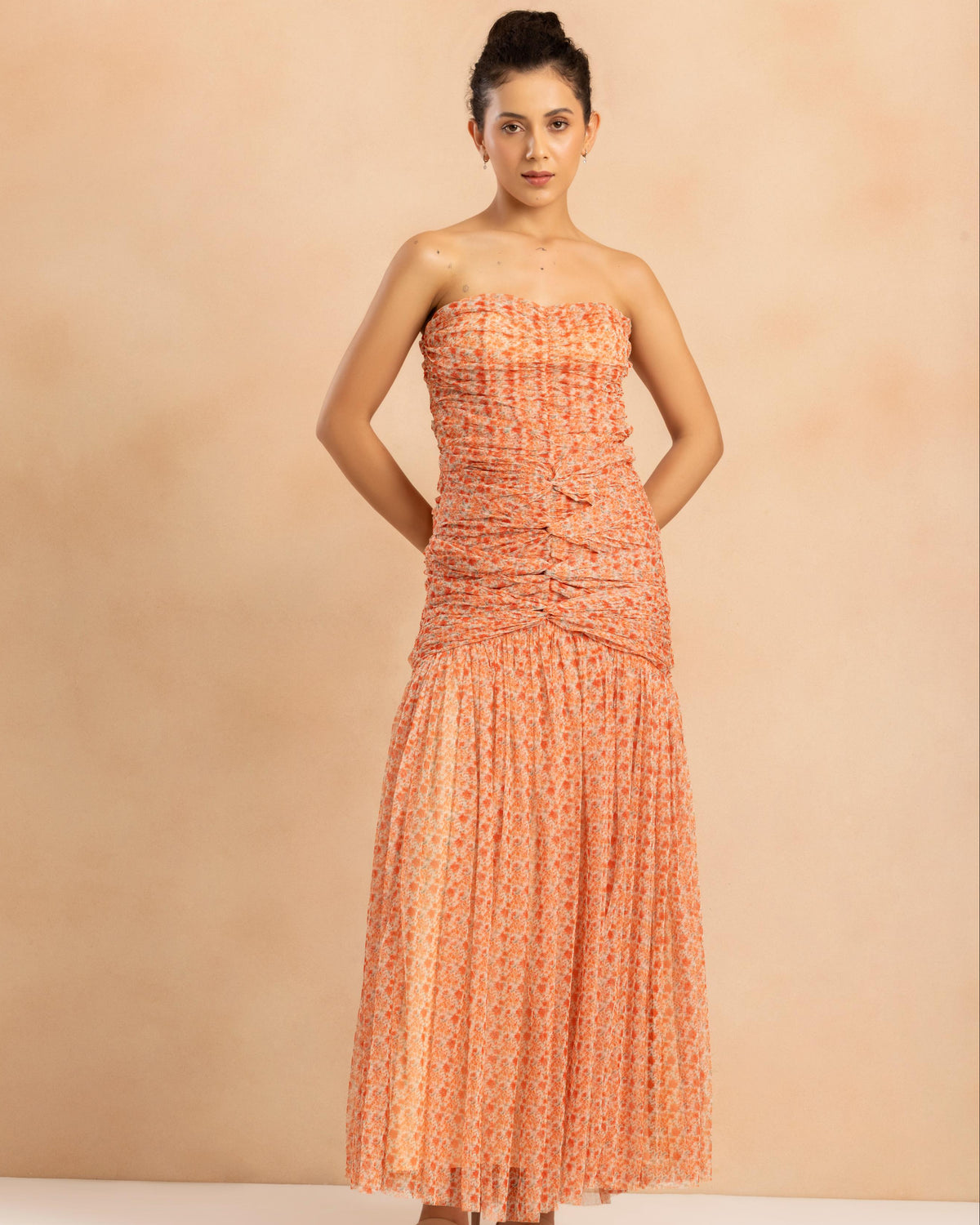 Allura Tulle Maxi Dress in Ditsy Red Wildflower Print
