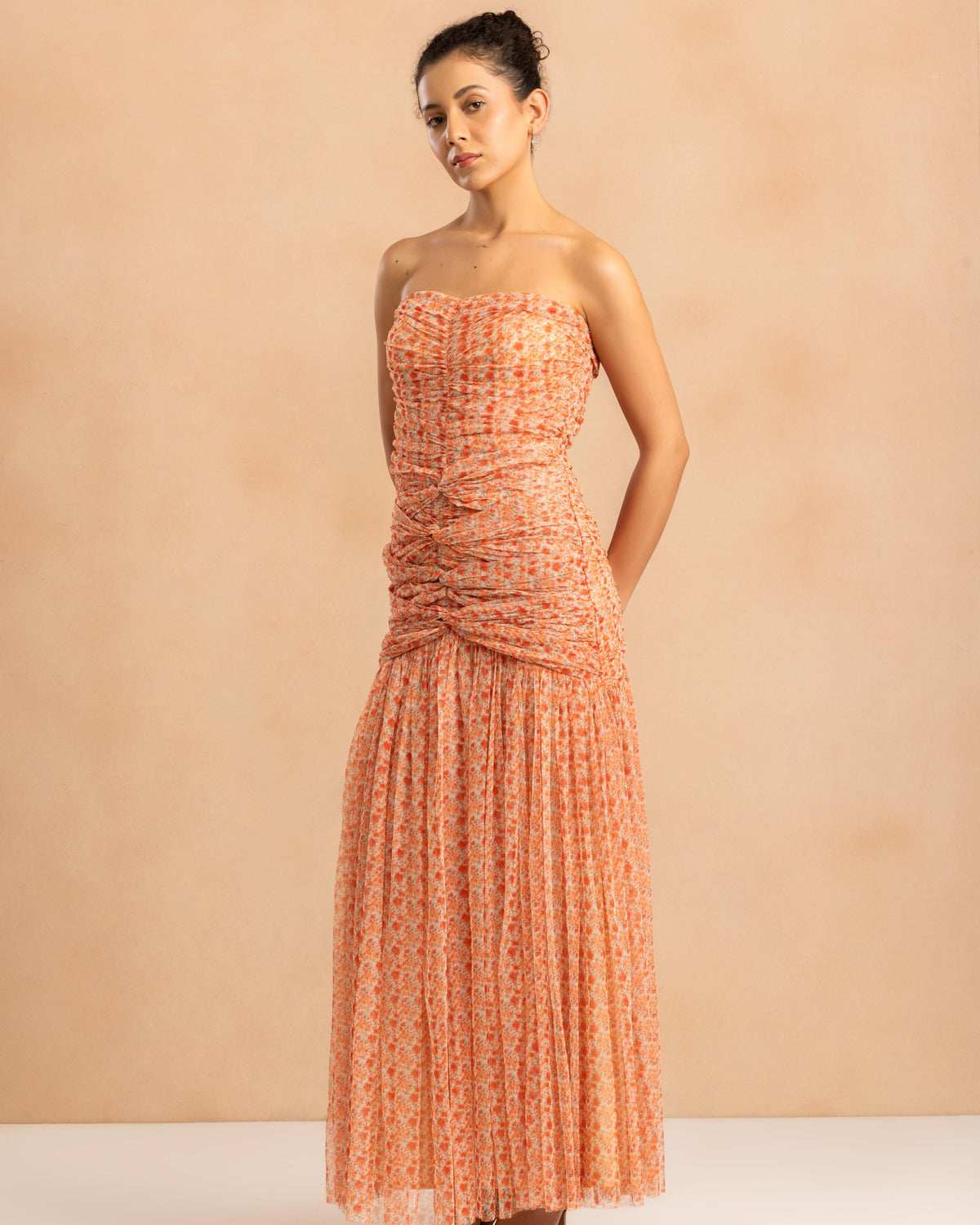 Allura Tulle Maxi Dress in Ditsy Red Wildflower Print