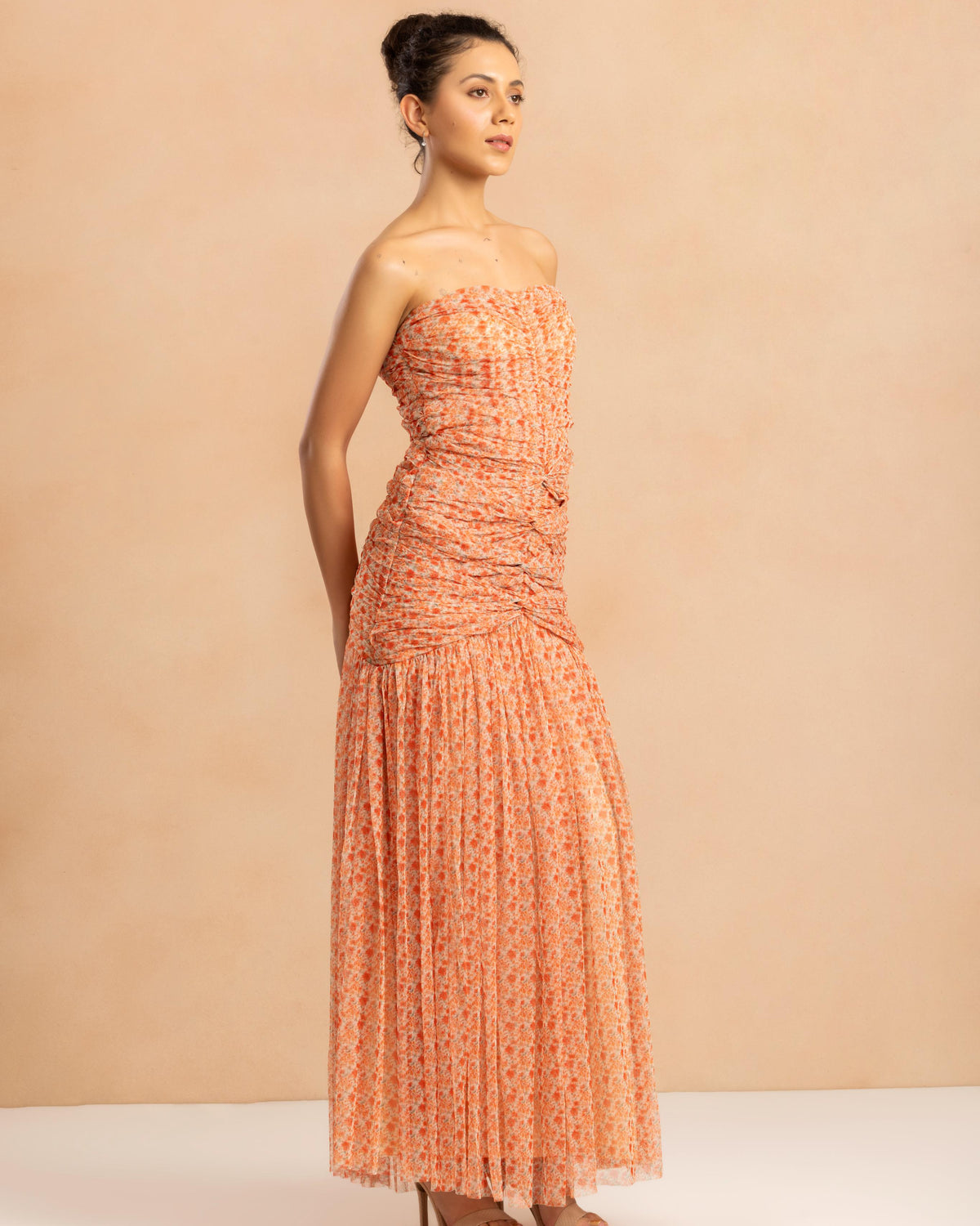 Allura Tulle Maxi Dress in Ditsy Red Wildflower Print