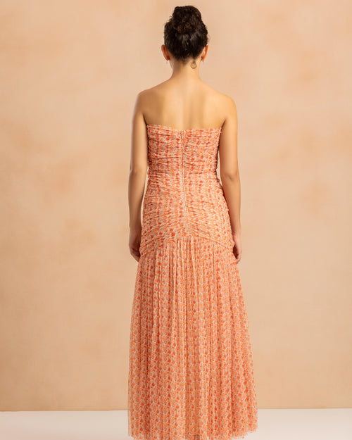 Allura Tulle Maxi Dress in Ditsy Red Wildflower Print