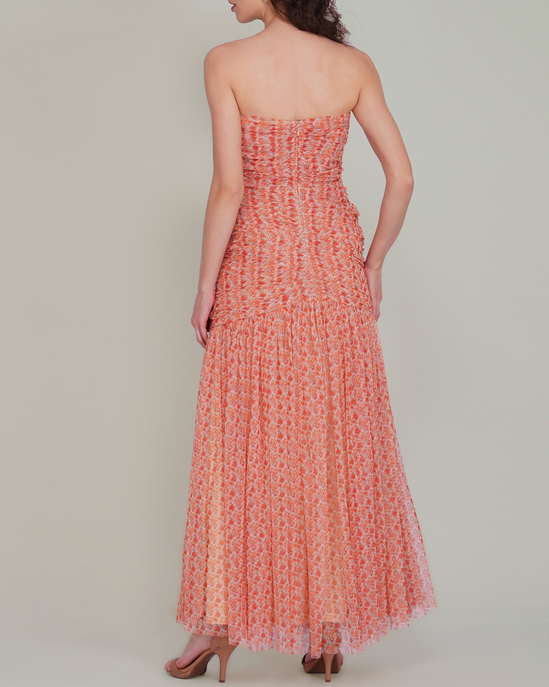 Allura Tulle Maxi Dress in Ditsy Red Wildflower Print