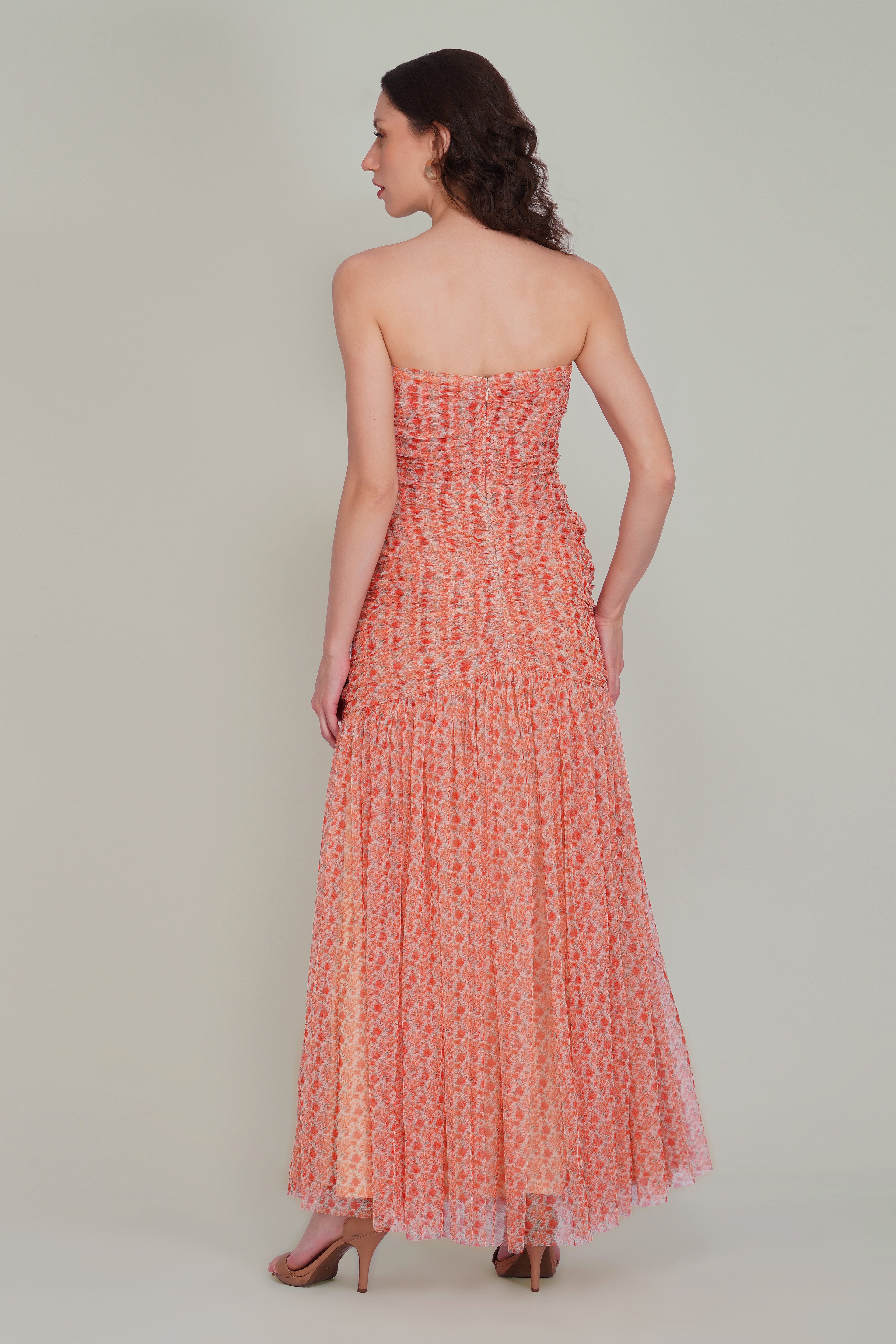 Allura Tulle Maxi Dress in Ditsy Red Wildflower Print