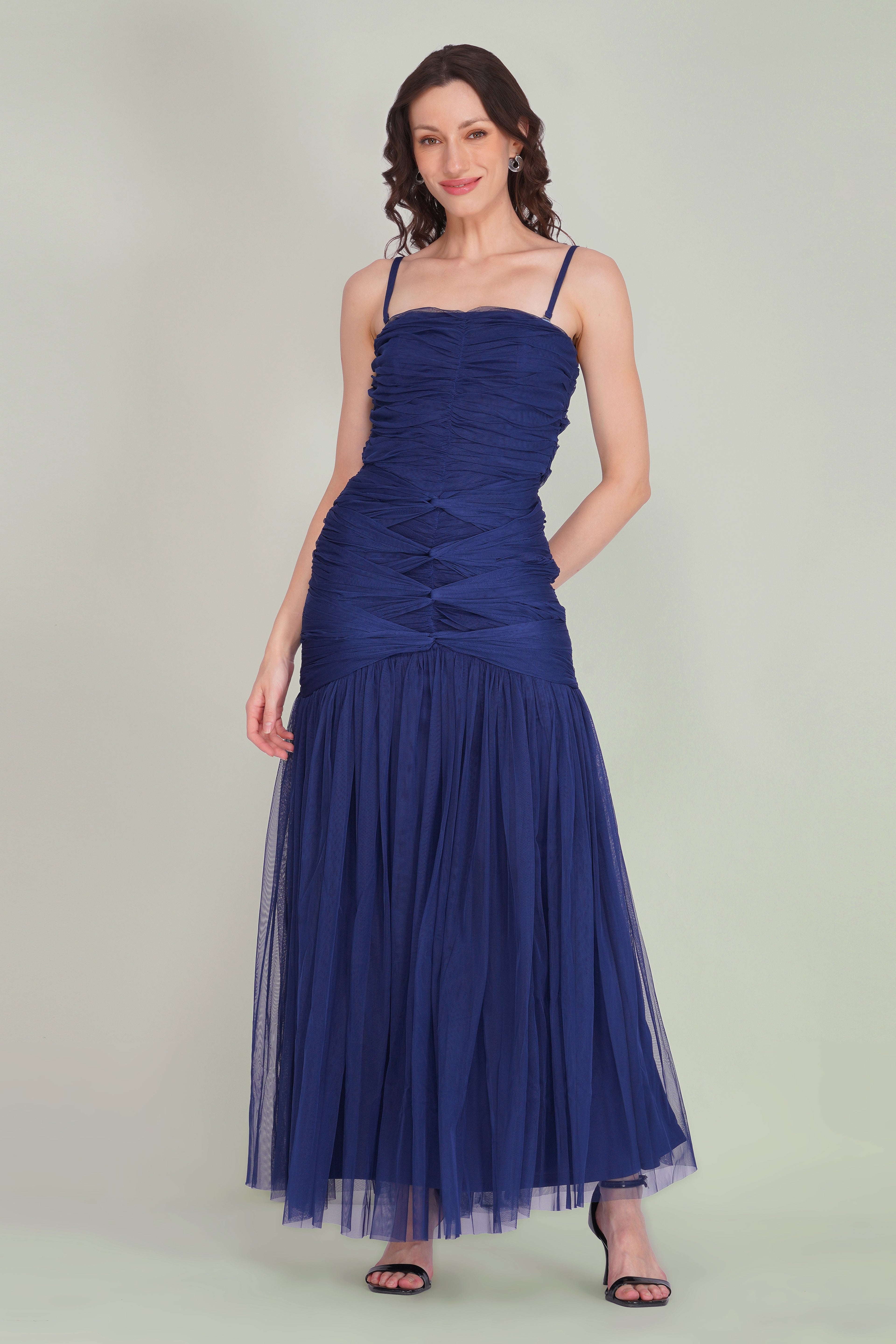 Allura Tulle Maxi Dress in Navy Peony