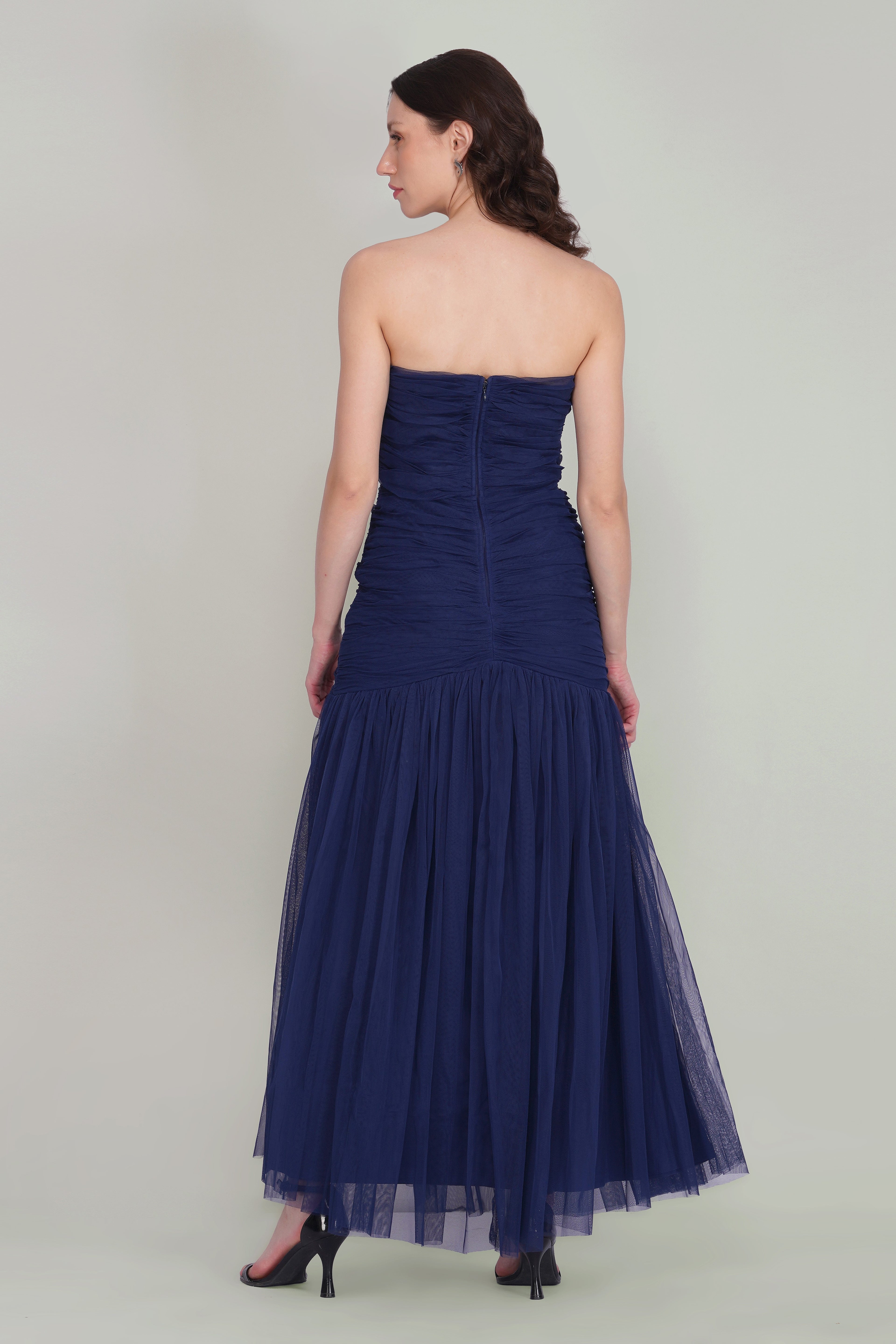 Allura Tulle Maxi Dress in Navy Peony