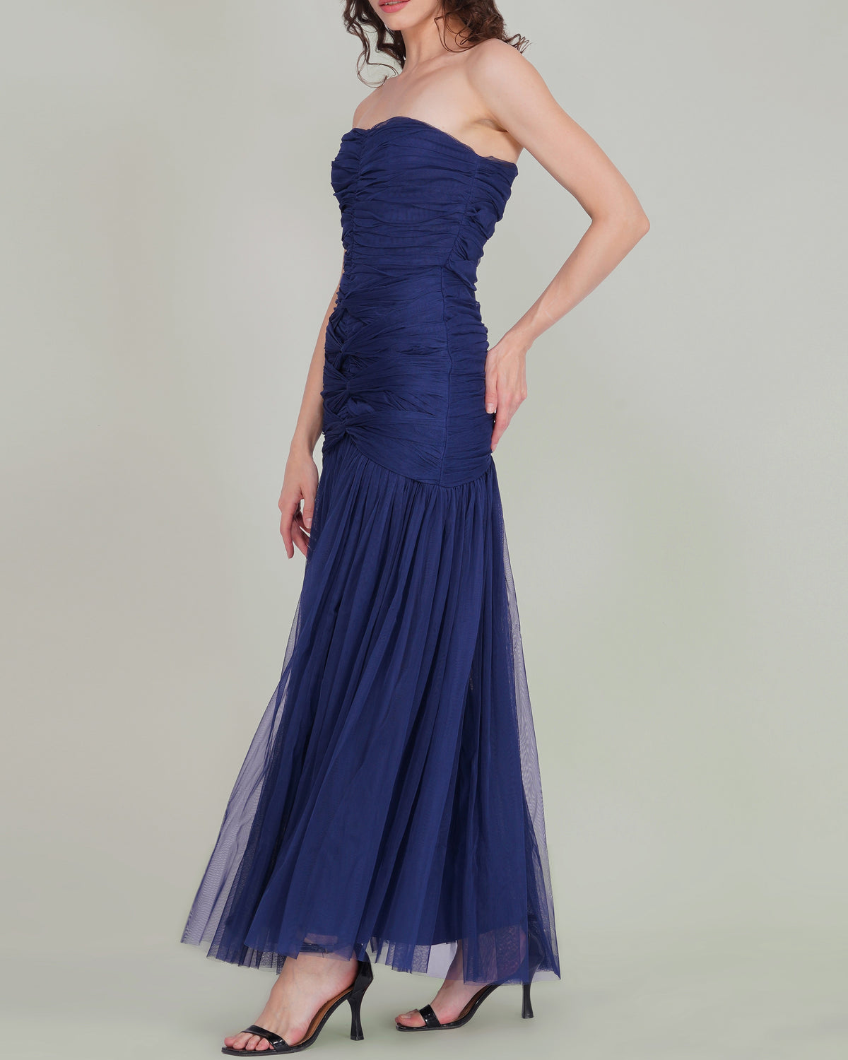Allura Tulle Maxi Dress in Navy Peony