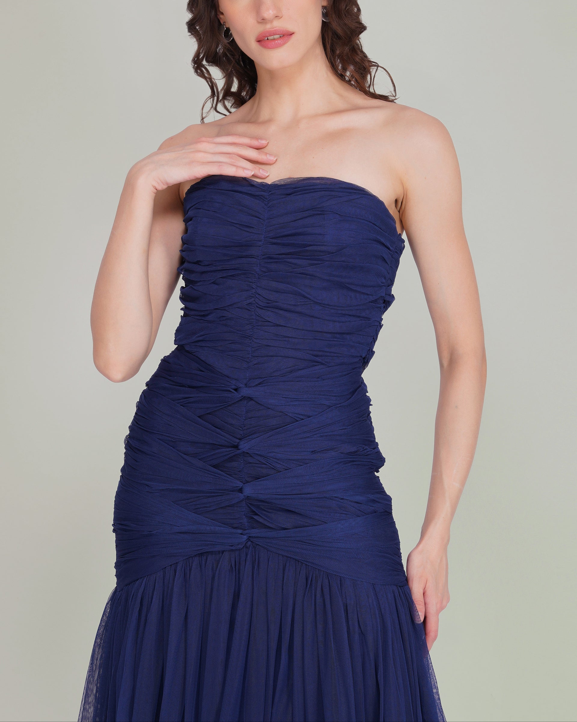 Allura Tulle Maxi Dress in Navy Peony