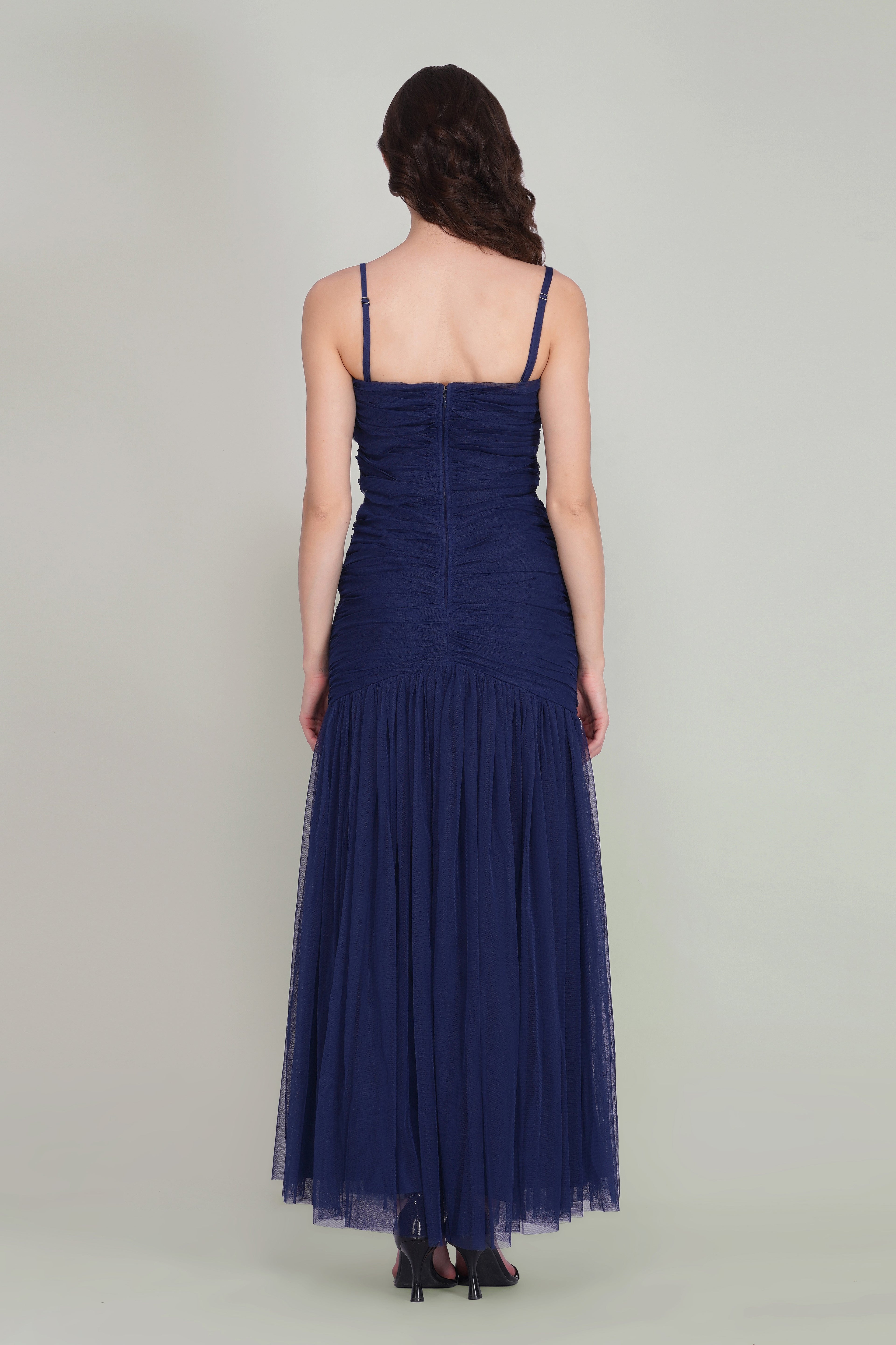 Allura Tulle Maxi Dress in Navy Peony
