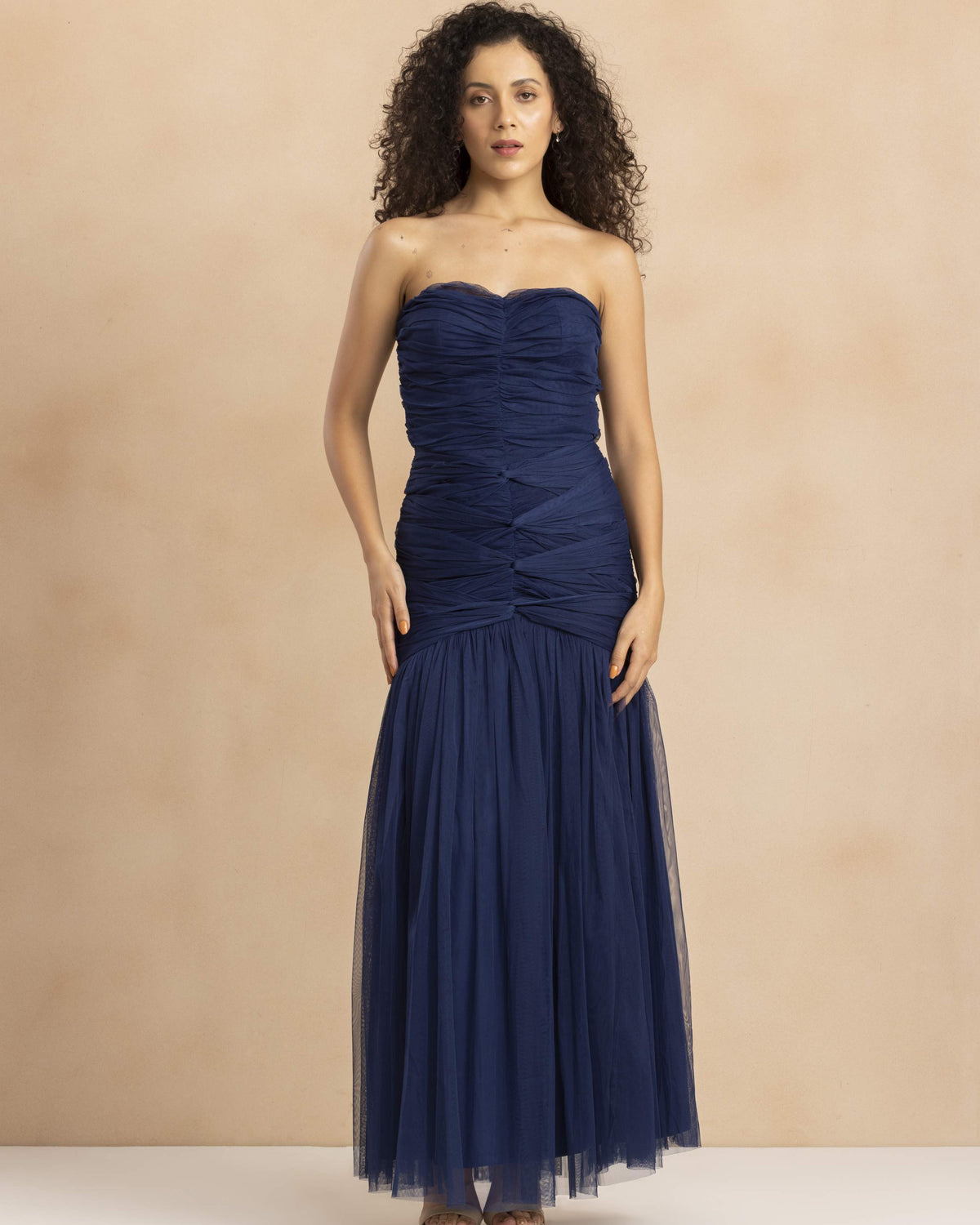 Allura Tulle Maxi Dress in Navy Peony