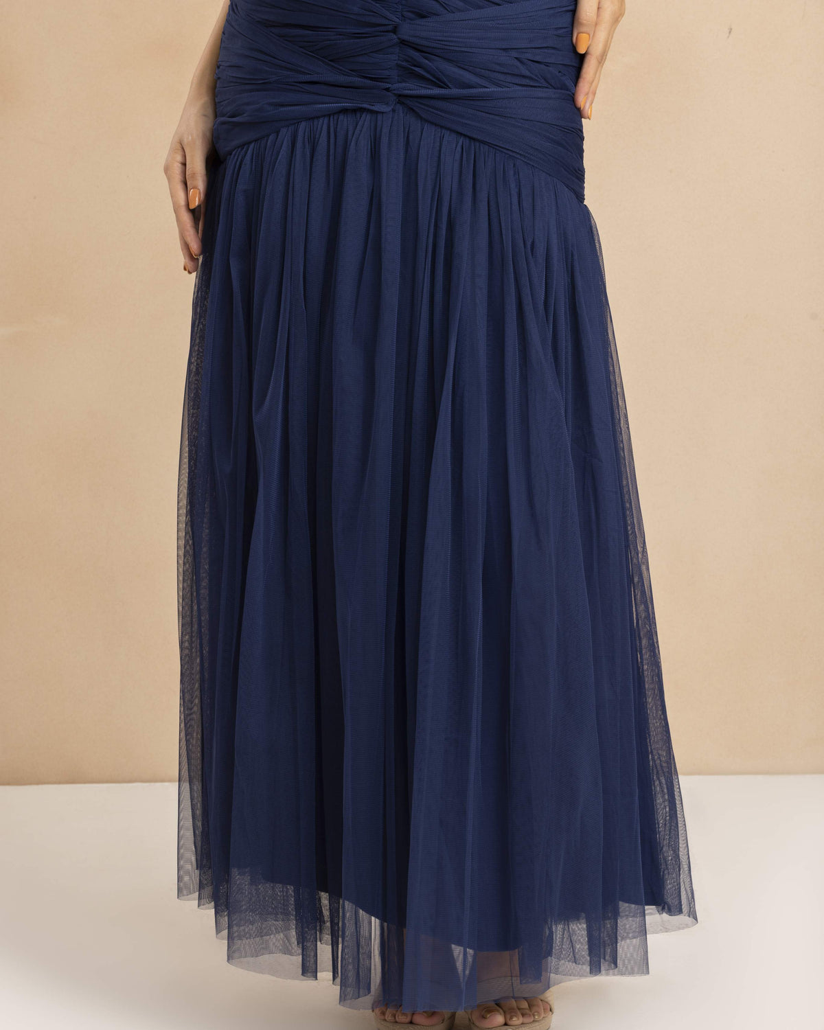 Allura Tulle Maxi Dress in Navy Peony