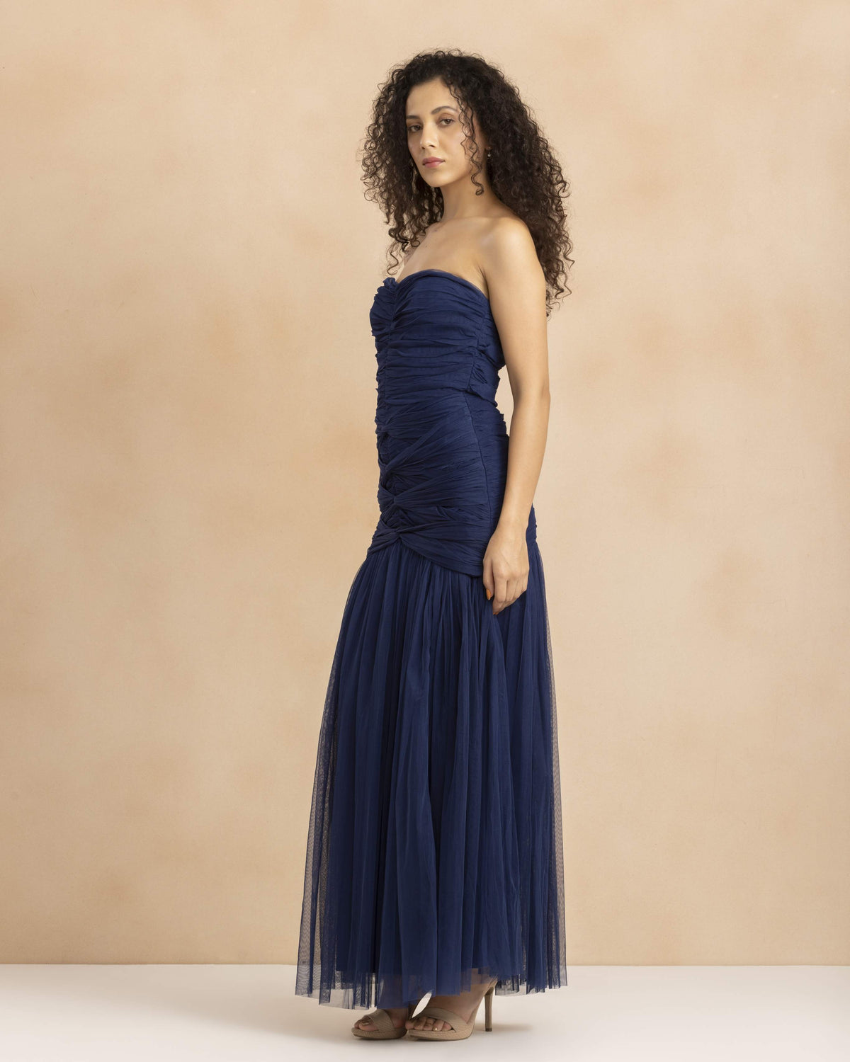 Allura Tulle Maxi Dress in Navy Peony