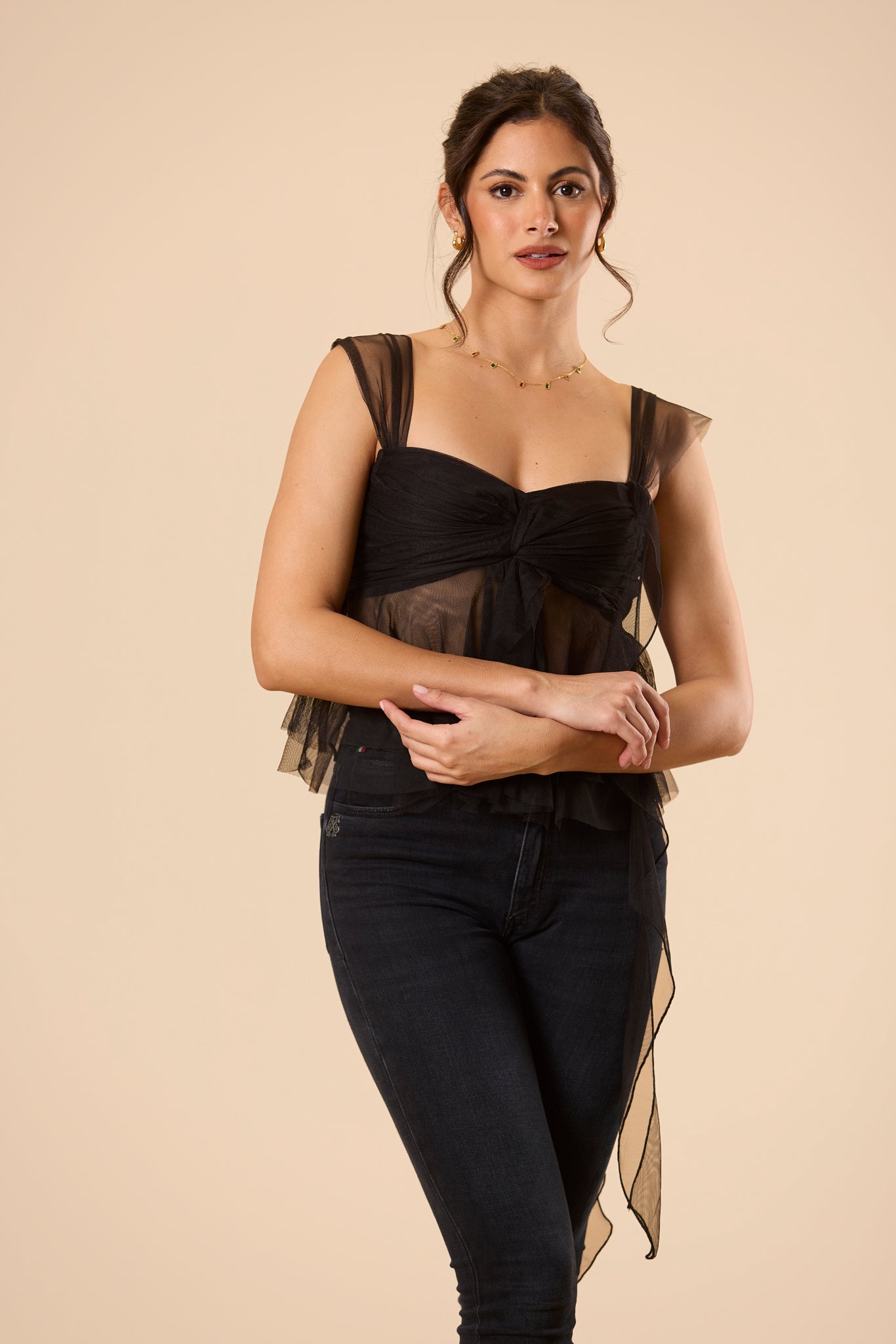 Anastasia Tulle Top in Black