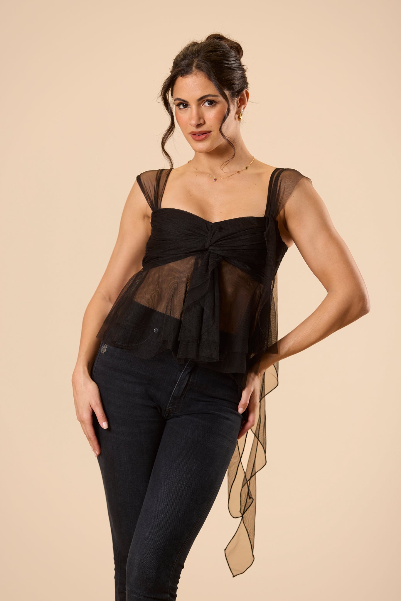 Anastasia Tulle Top in Black