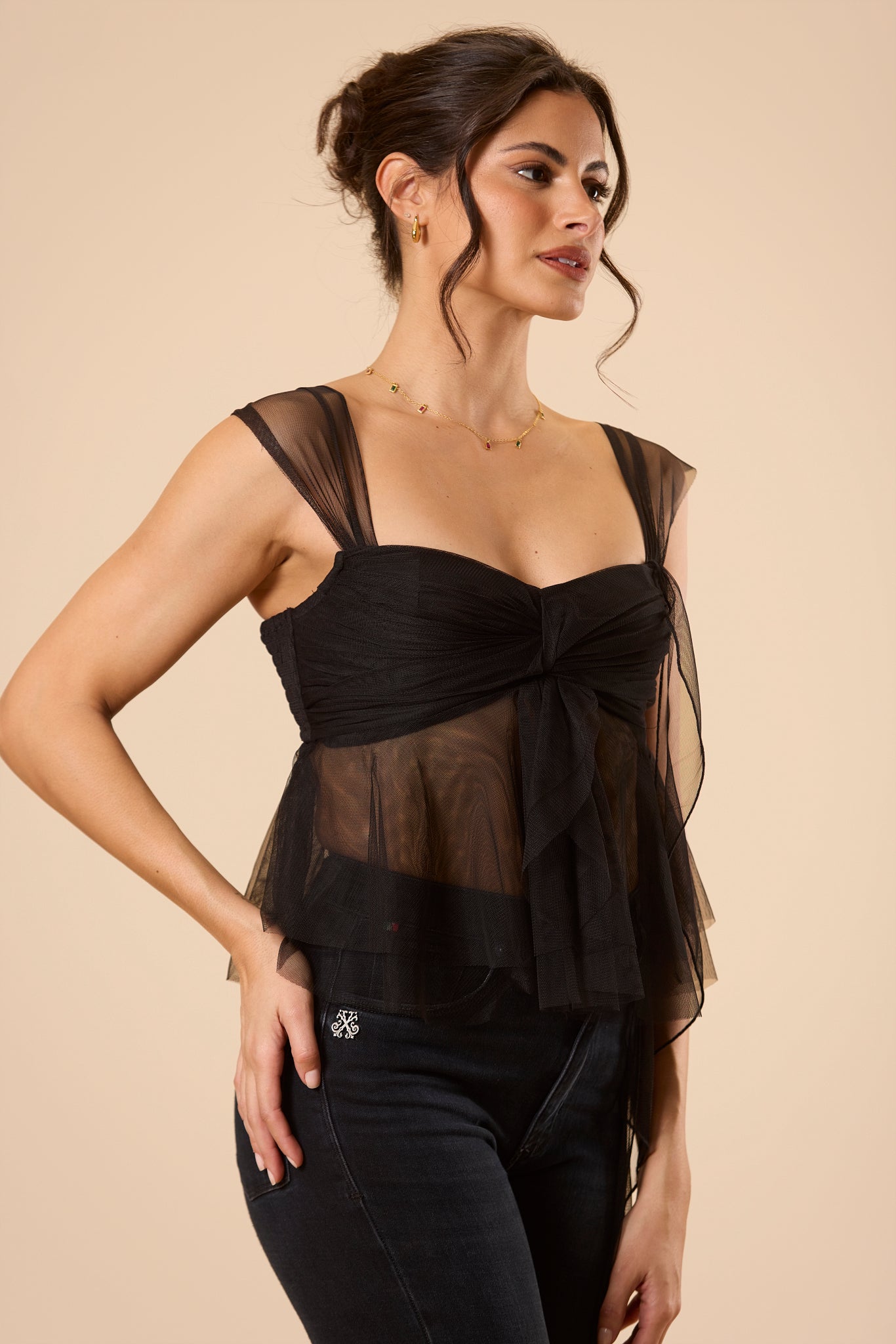 Anastasia Tulle Top in Black