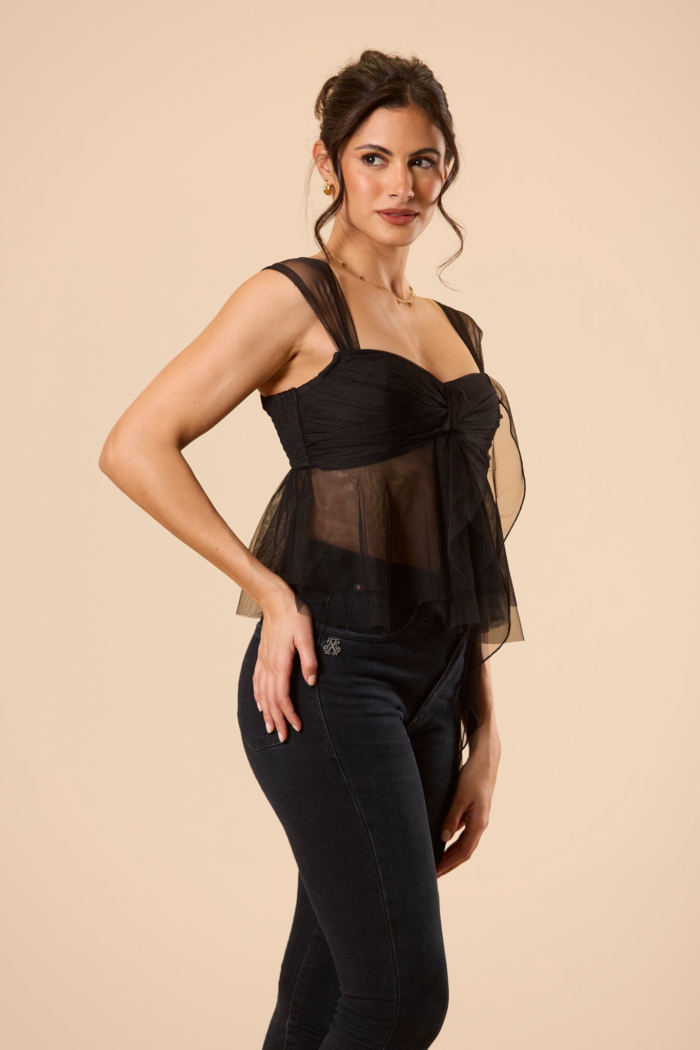 Anastasia Tulle Top in Black