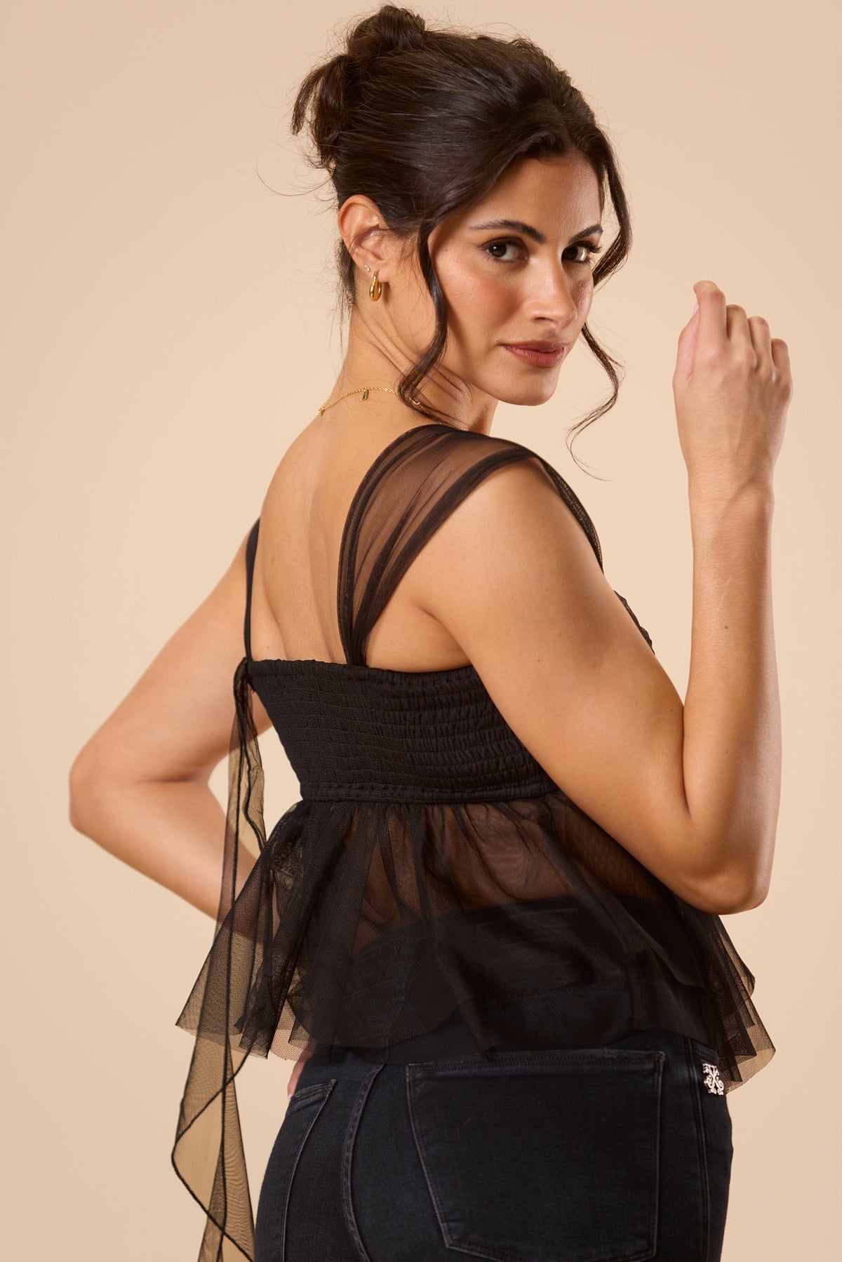 Anastasia Tulle Top in Black