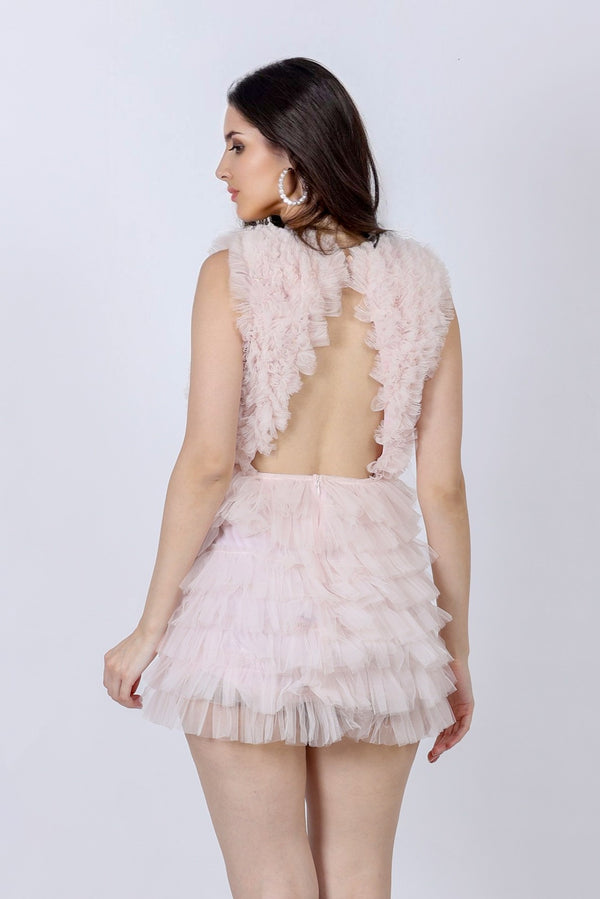 Angel Powder Pink Tulle Mini Dress