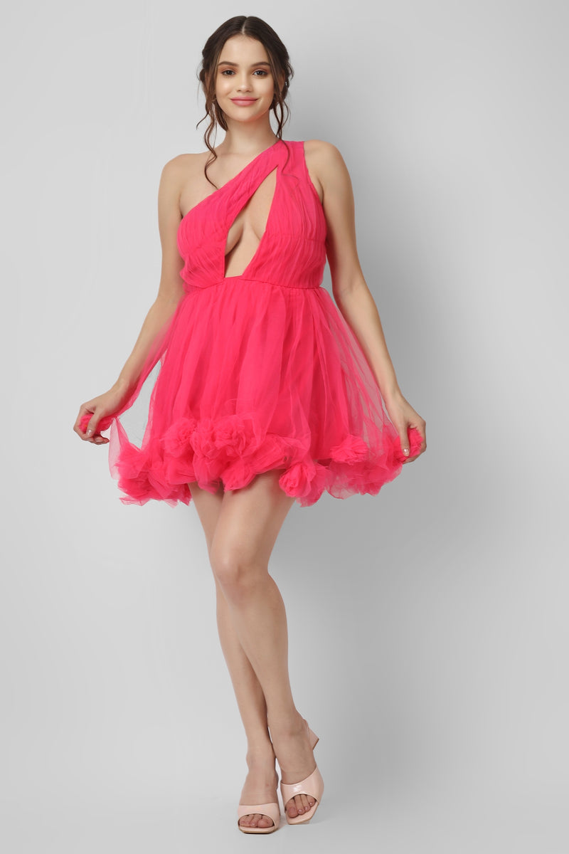 Aurelia Pink Pom Pom Mini Dress