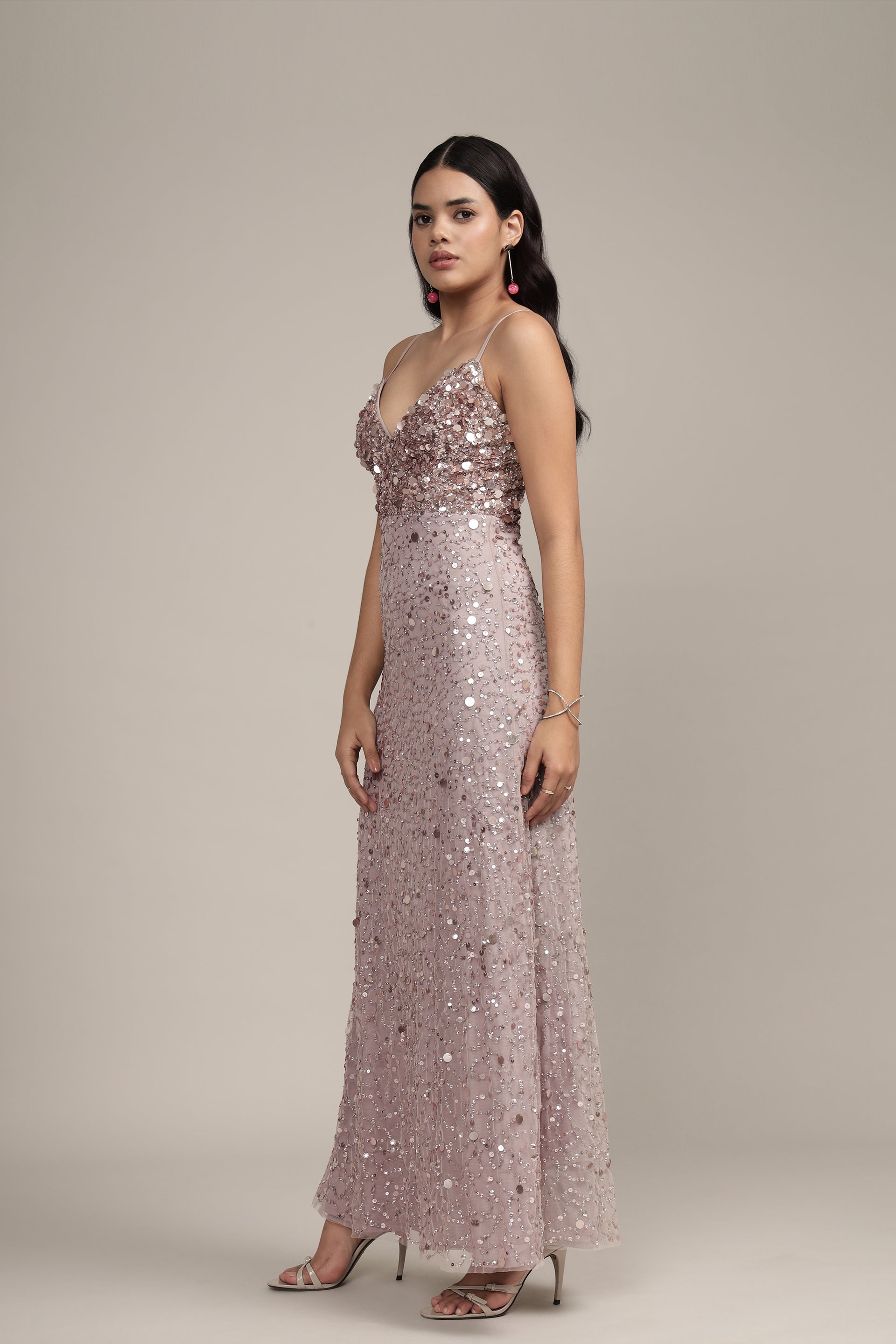 Betty Beaded Champagne Maxi Dress