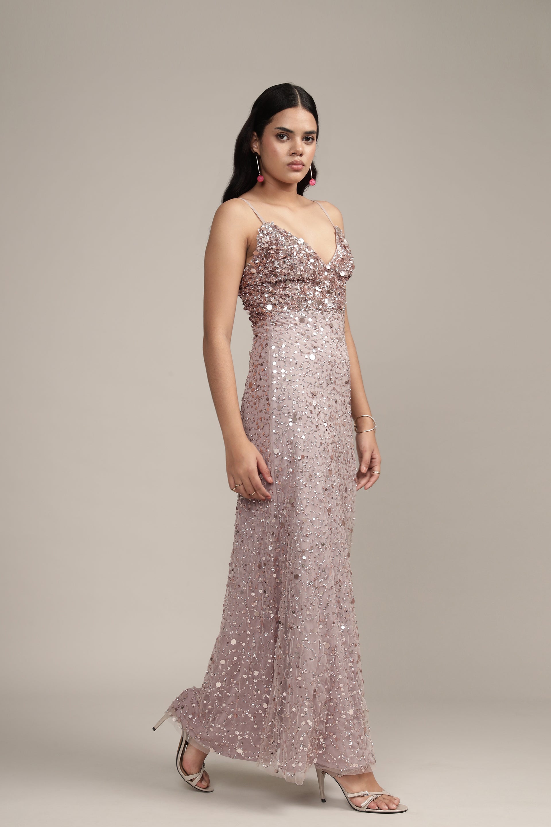 Betty Beaded Champagne Maxi Dress