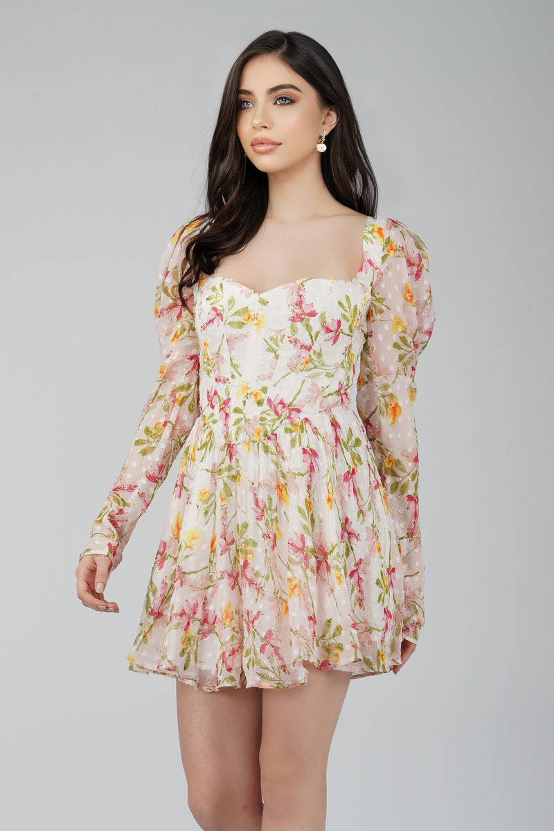 Bone White Floral Corset Dress – Lace & Beads