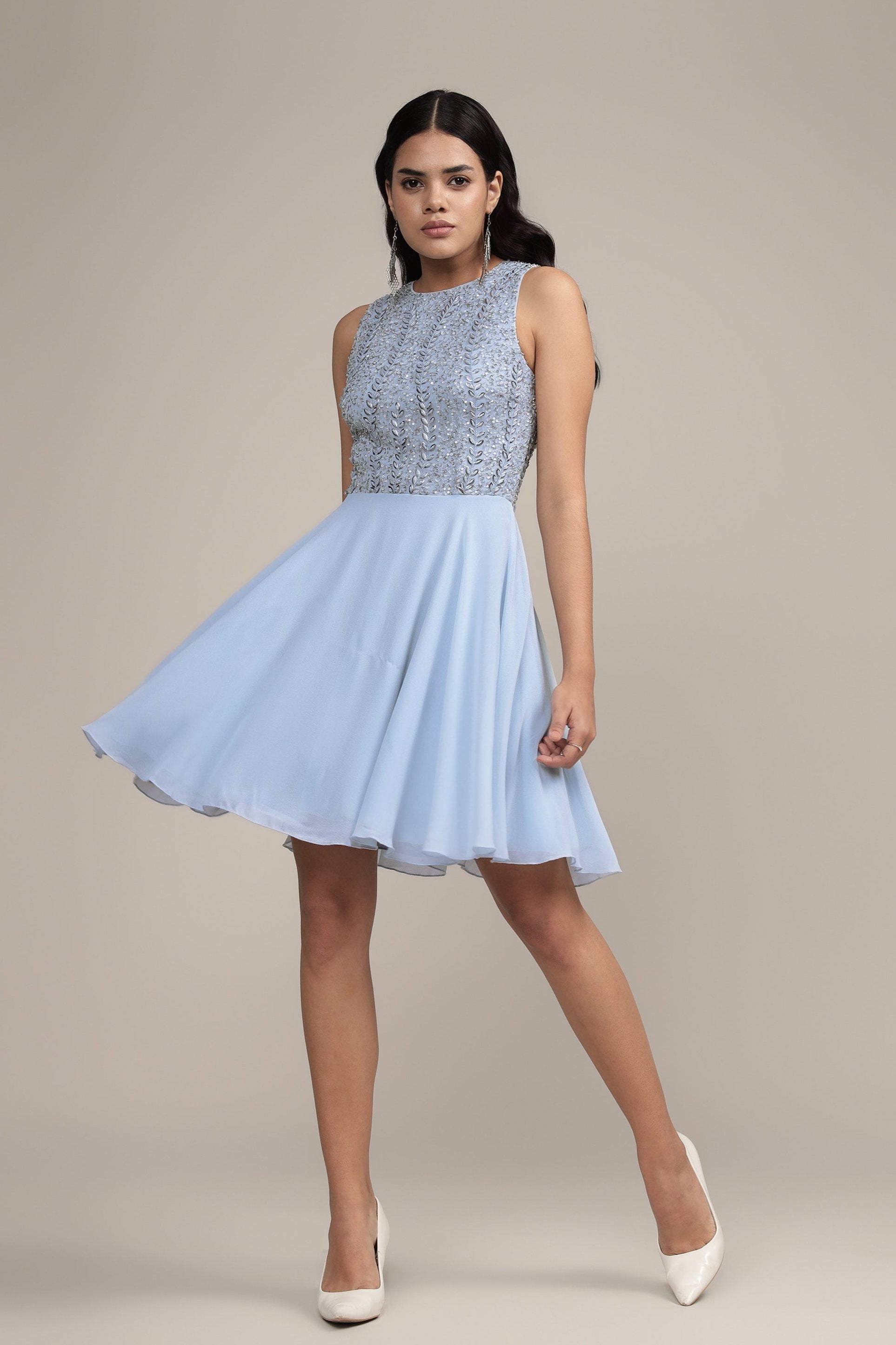 Bunny Embellished Skater Dress in Blue UK22 / 4XL / Blue