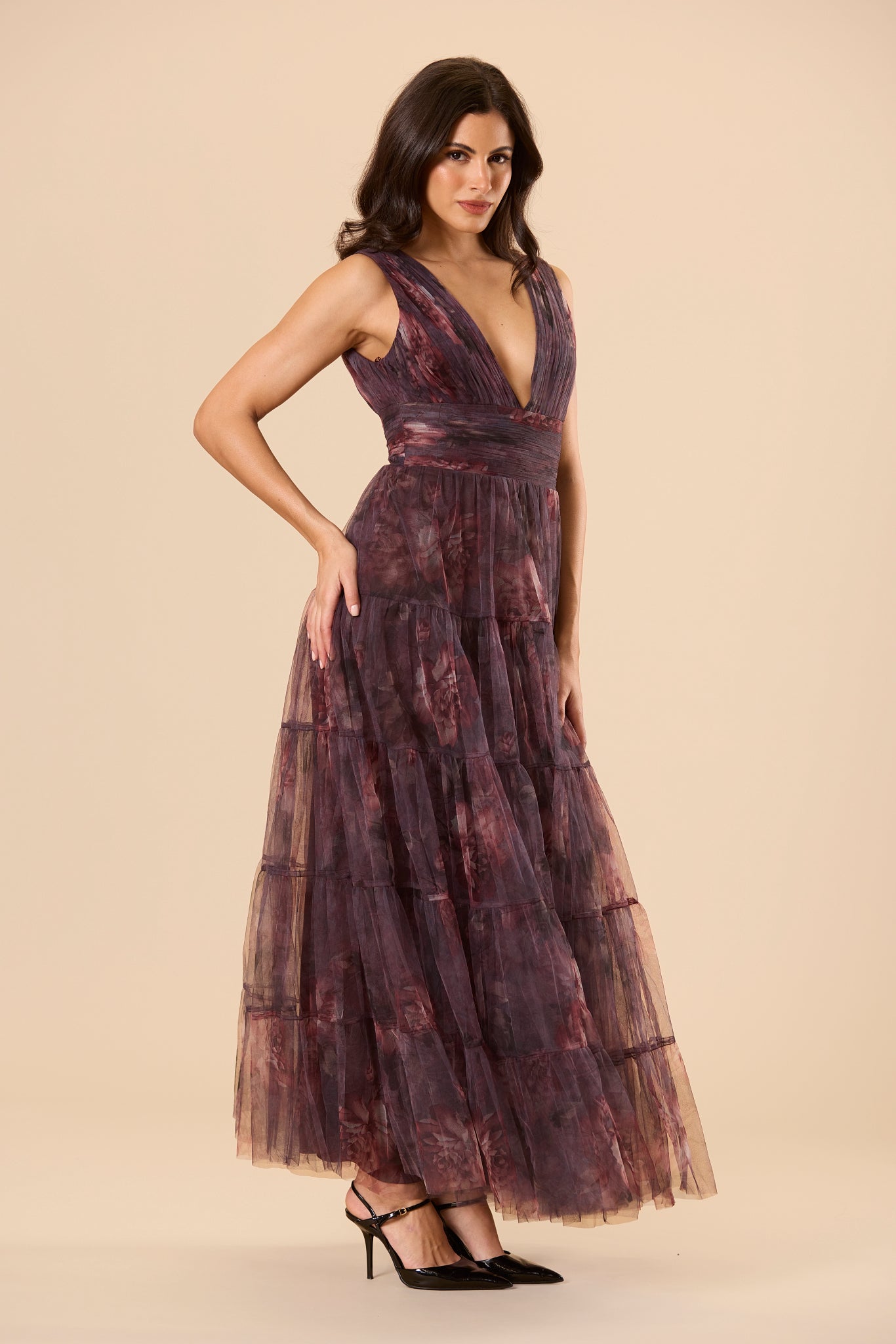 Candace Maxi Dress in Plum Floral