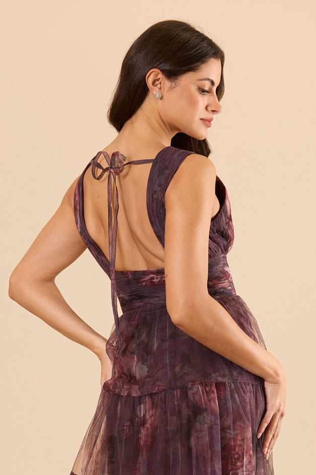 Candace Maxi Dress in Plum Floral