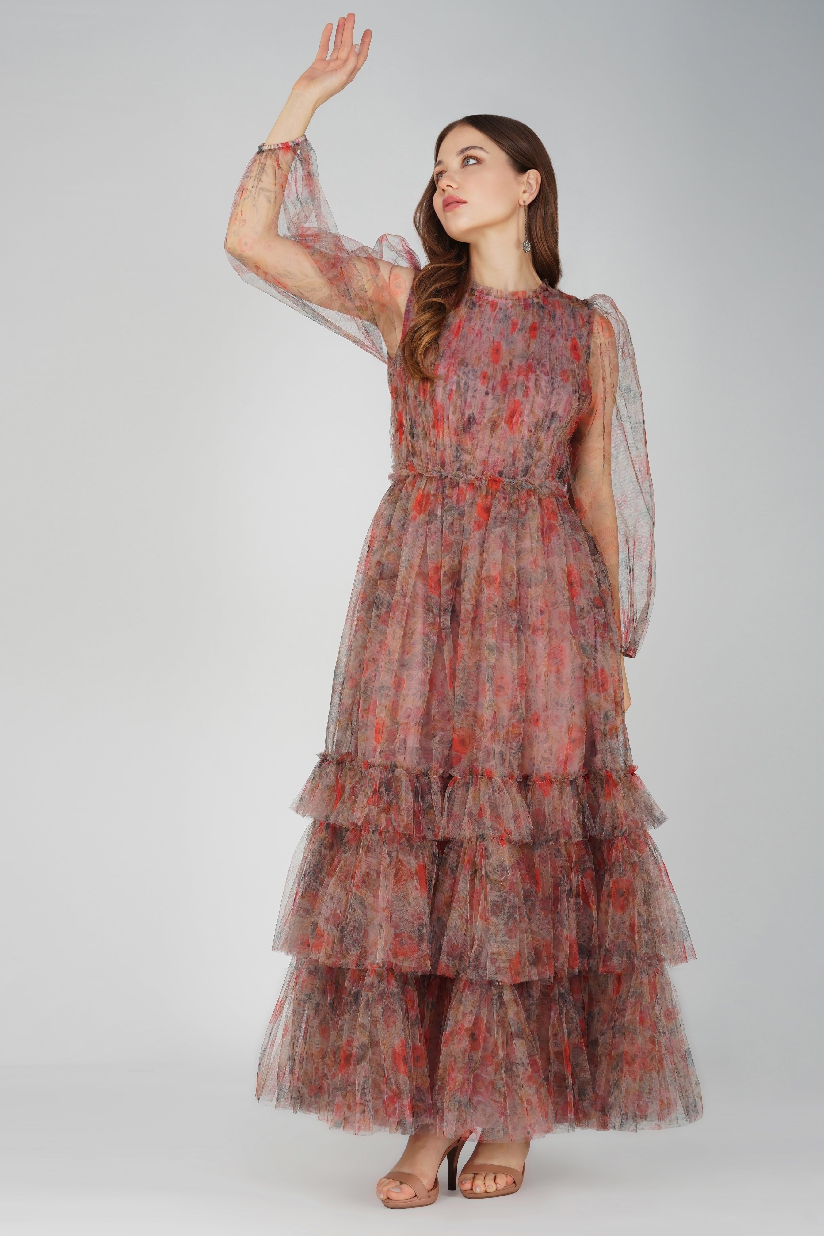 Carina Long Sleeve Floral Maxi Dress in Dusty Rose Lace & Beads Carina Long Sleeve Floral Maxi Dress in Dusty Rose Lace & Beads