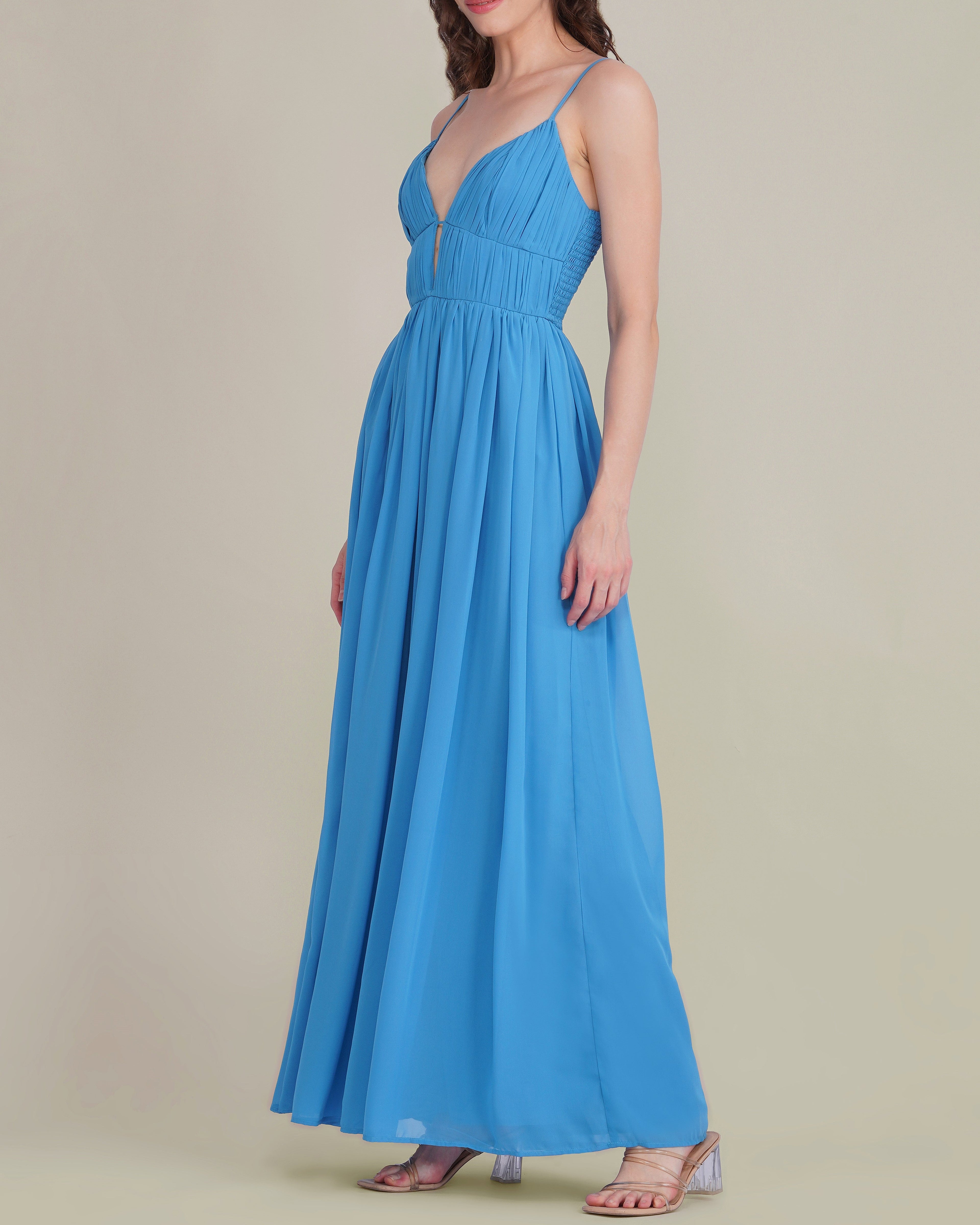 Caroline Chiffon Midaxi Dress in Sapphire Blue – Lace & Beads