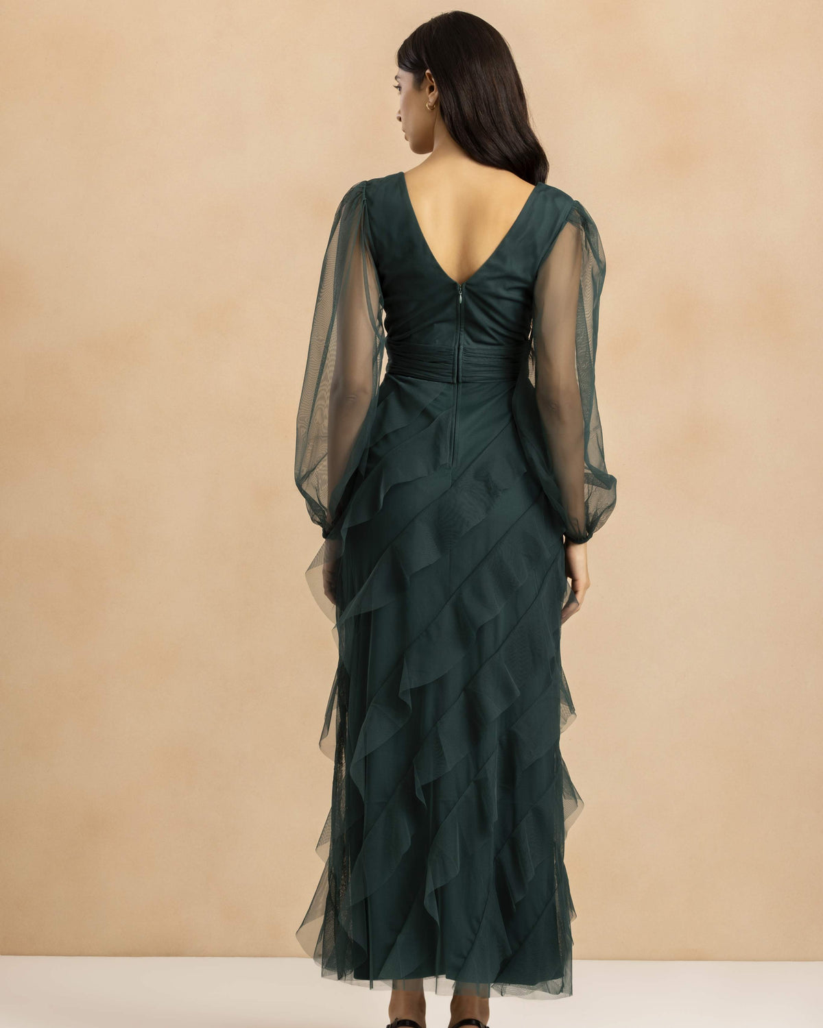 Long Sleeve Carpathia Maxi Dress in Emerald Green