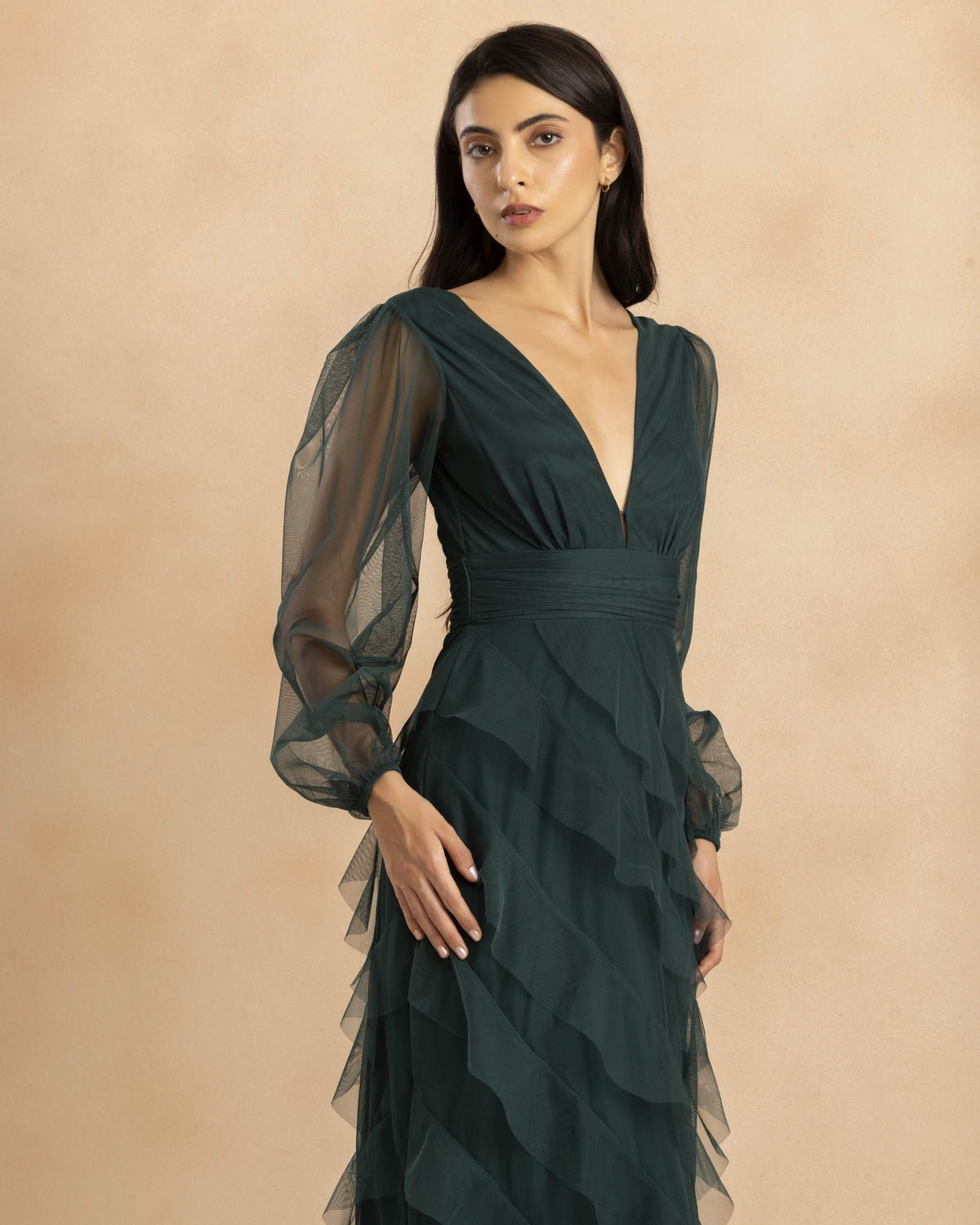 Long Sleeve Carpathia Maxi Dress in Emerald Green