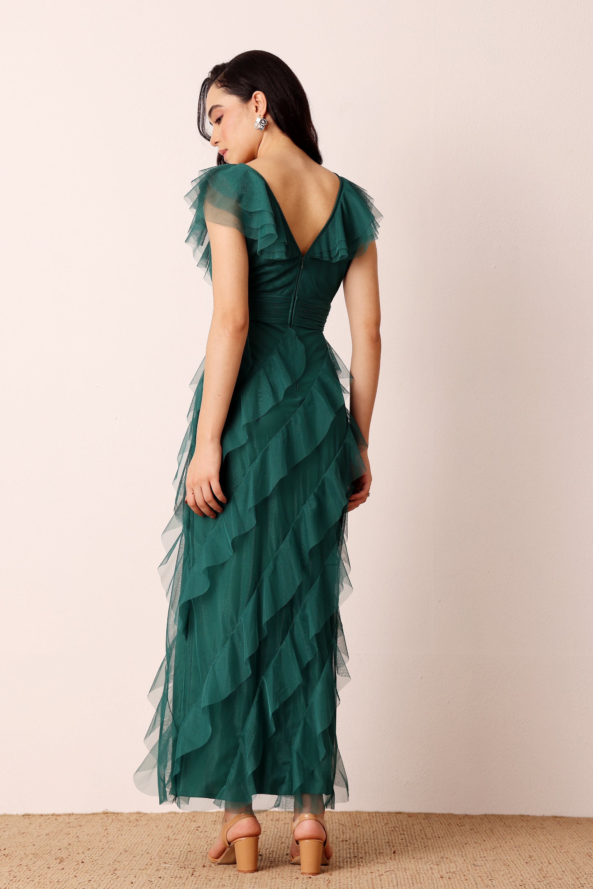 emerald green dress ireland Carpathia Maxi Dress in Emerald Green Lace & Beads