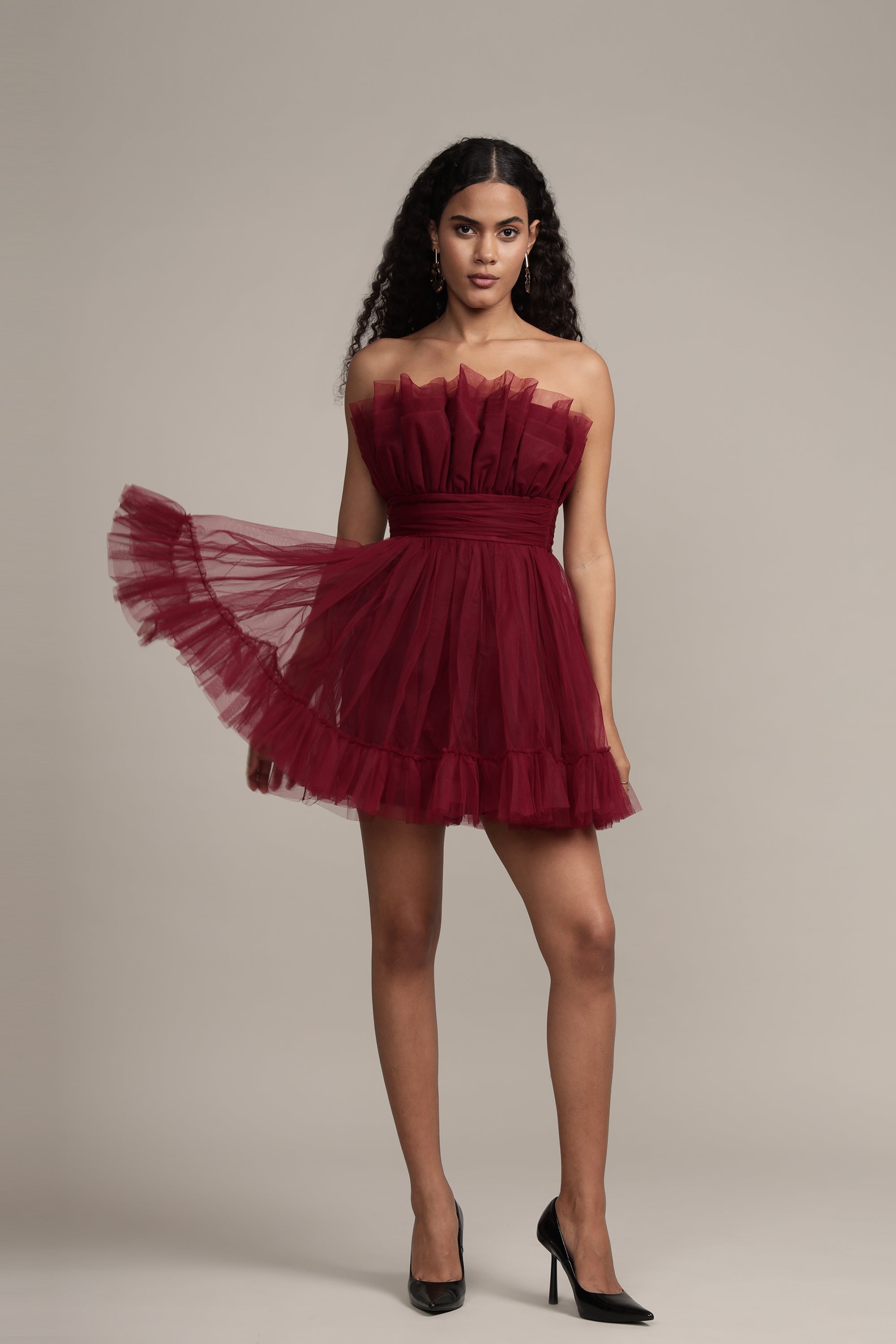 astro mini dress Caspian Tulle Mini Dress in Astro Red UK12 / Astro Red