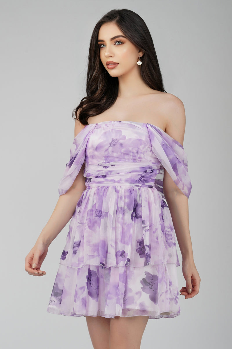 Sydney Chiffon Mini Dress in Lavender