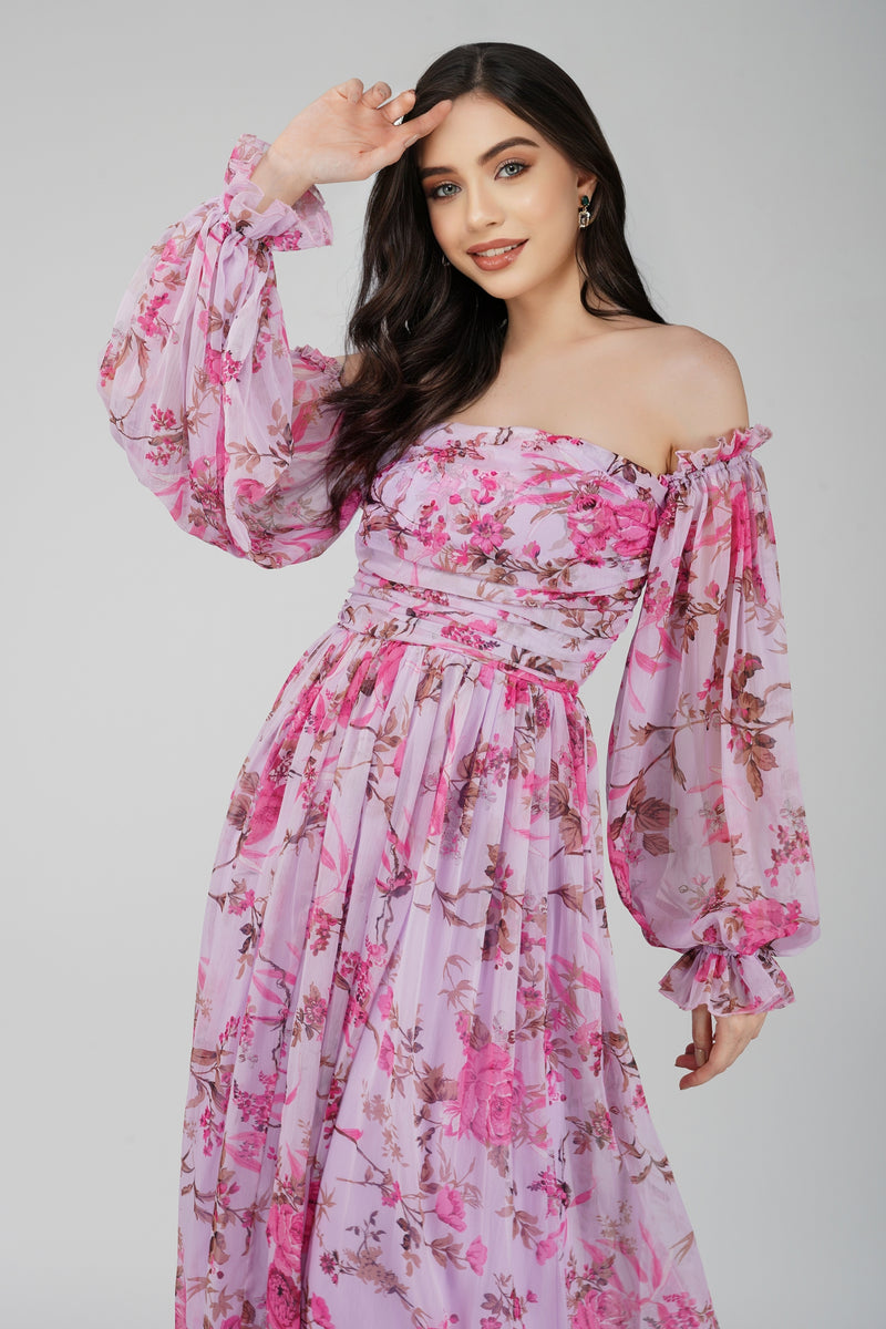 chiffon-printed-dress-in-lavender