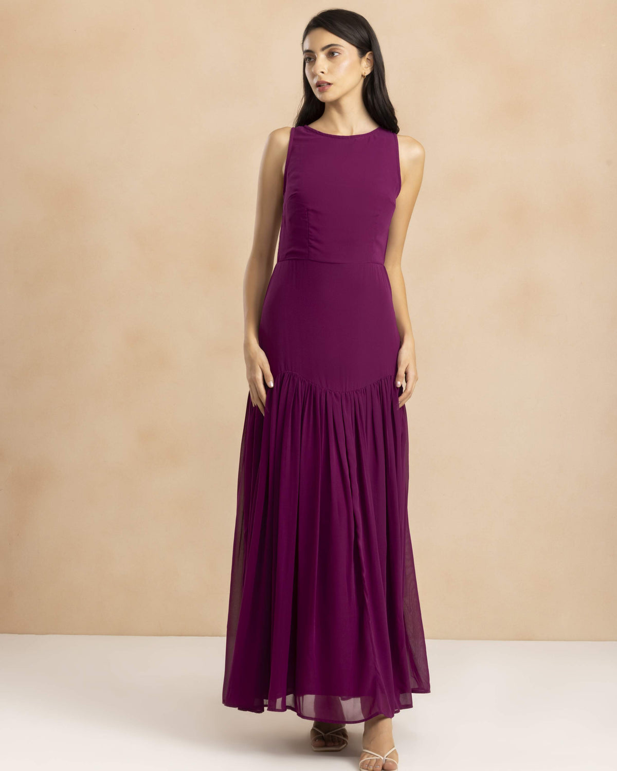 Clover Chiffon Maxi Dress in Fig