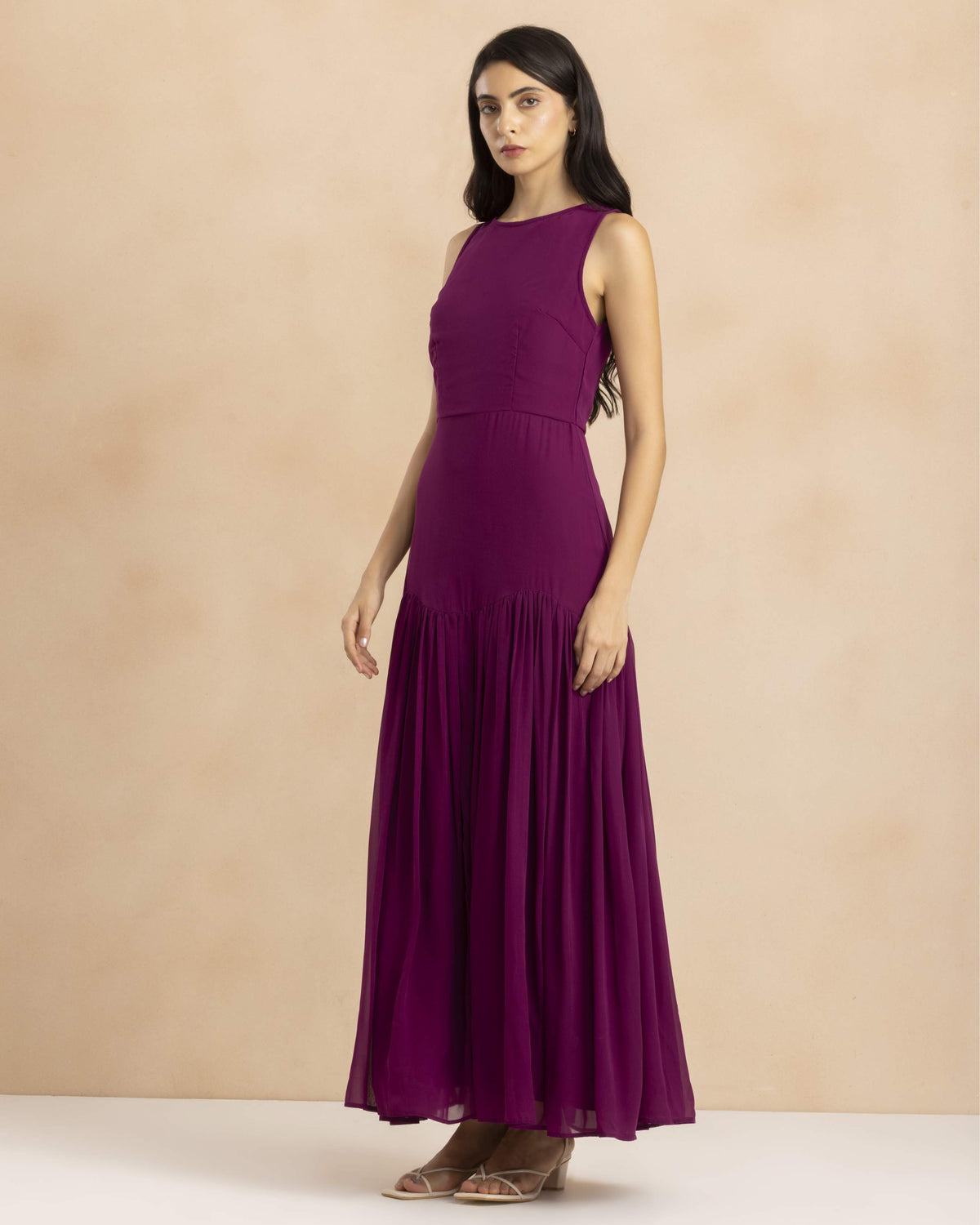 Clover Chiffon Maxi Dress in Fig