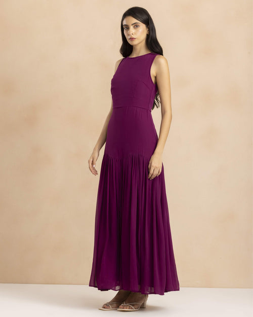 Clover Chiffon Maxi Dress in Fig