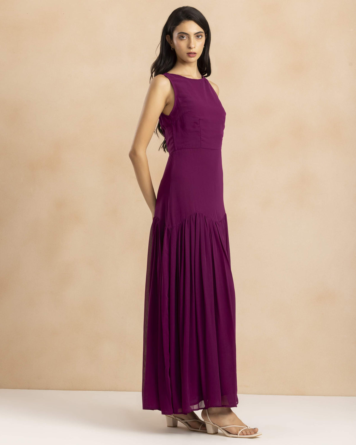 Clover Chiffon Maxi Dress in Fig
