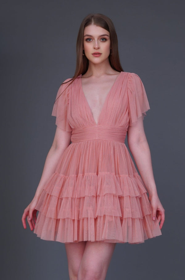 Madison Blush Pink Tulle Mini Dress