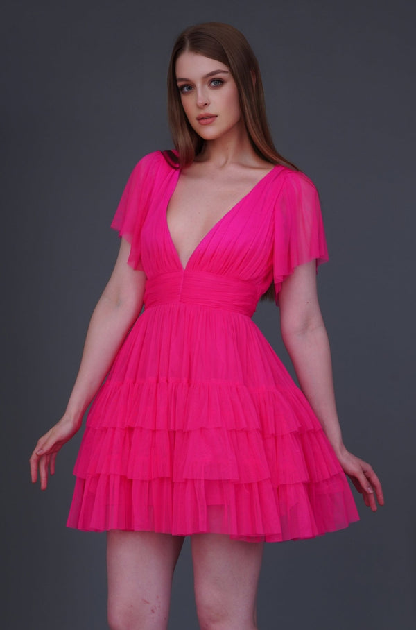 bright-pink-tulle-mini-dress