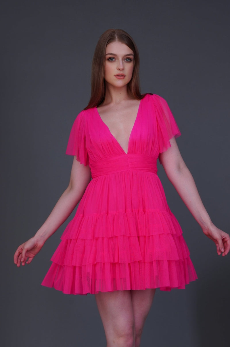 bright-pink-tulle-mini-dress