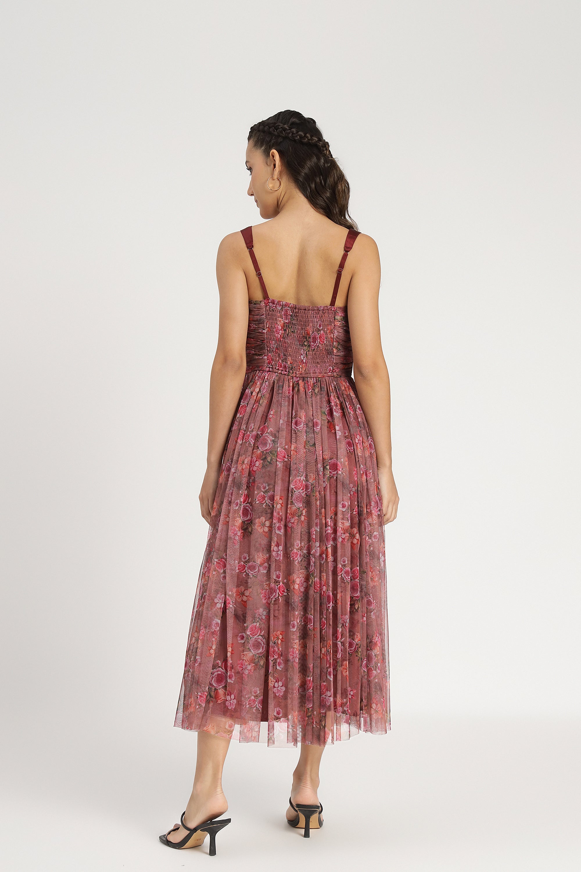 Dane Purple Floral Corset Midi Dress