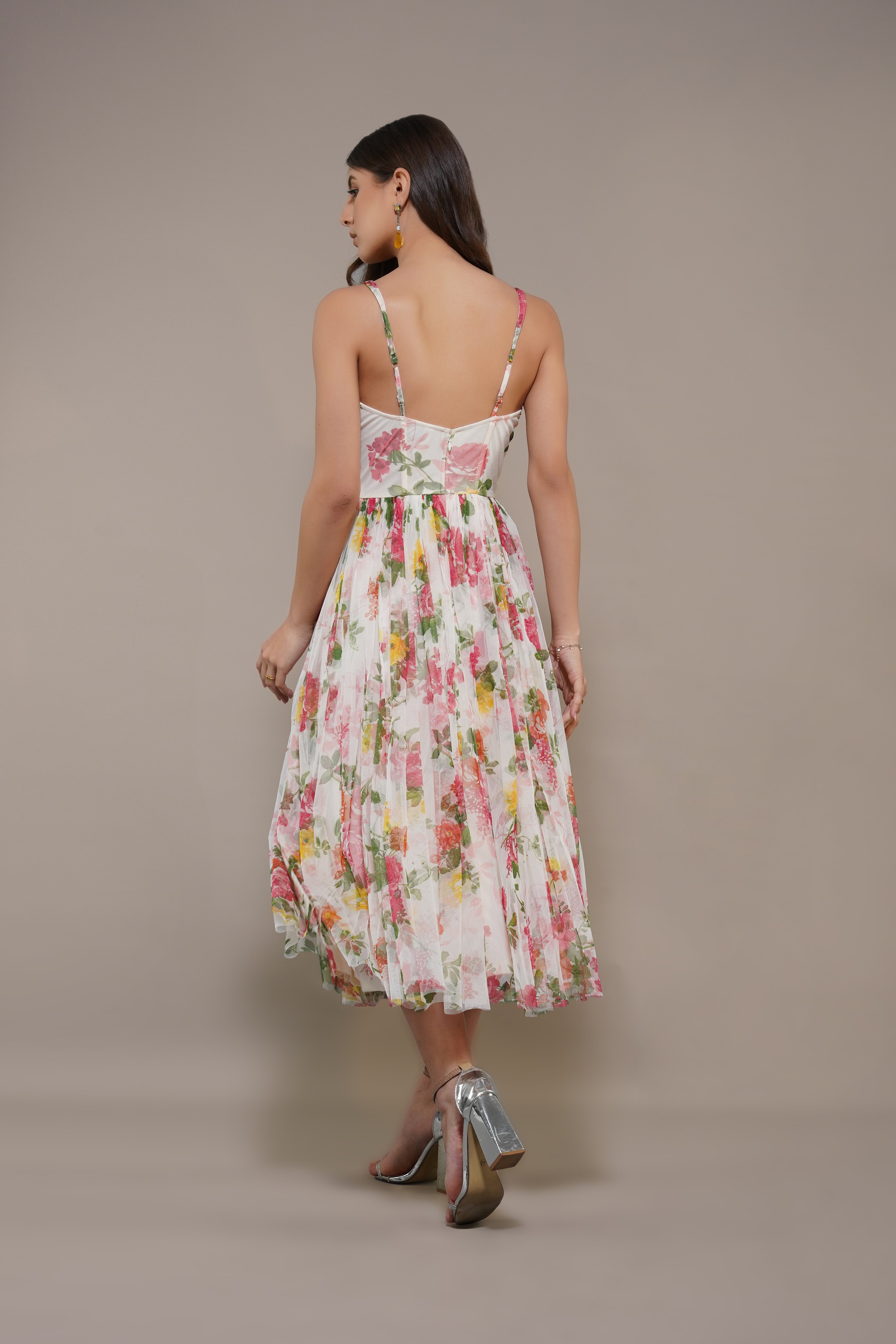 Dane Floral Tulle Corset Tulle Midi Dress