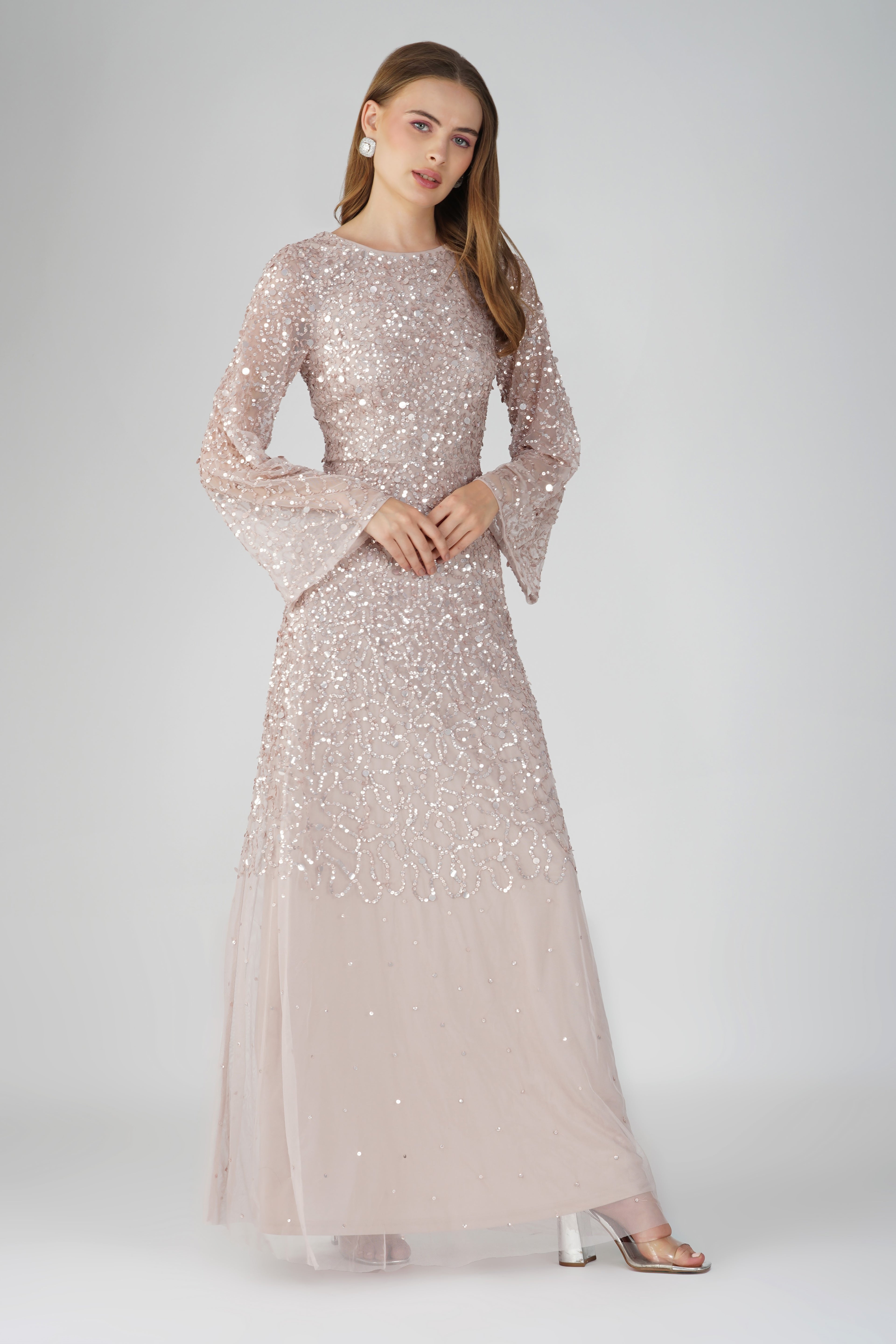 long sleeve long evening dresses uk A-Line/Princess Long Evening Dresses with Lace Appliques & Half Sleeve Lavetir UK