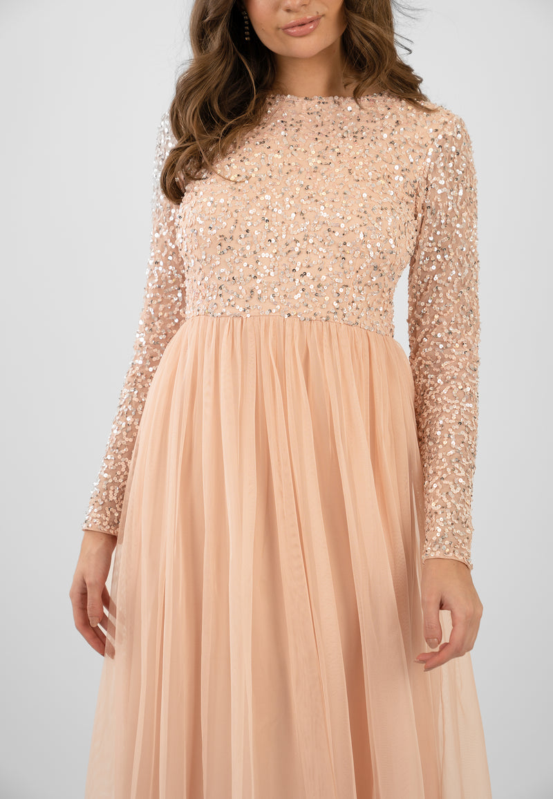 Belle Blush Pink Long Sleeve Bridesmaid Dress