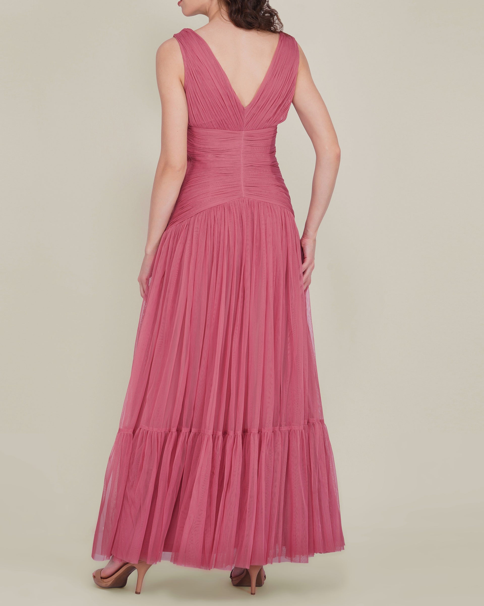 Elsie Tulle Maxi Dress in Dusty Rose