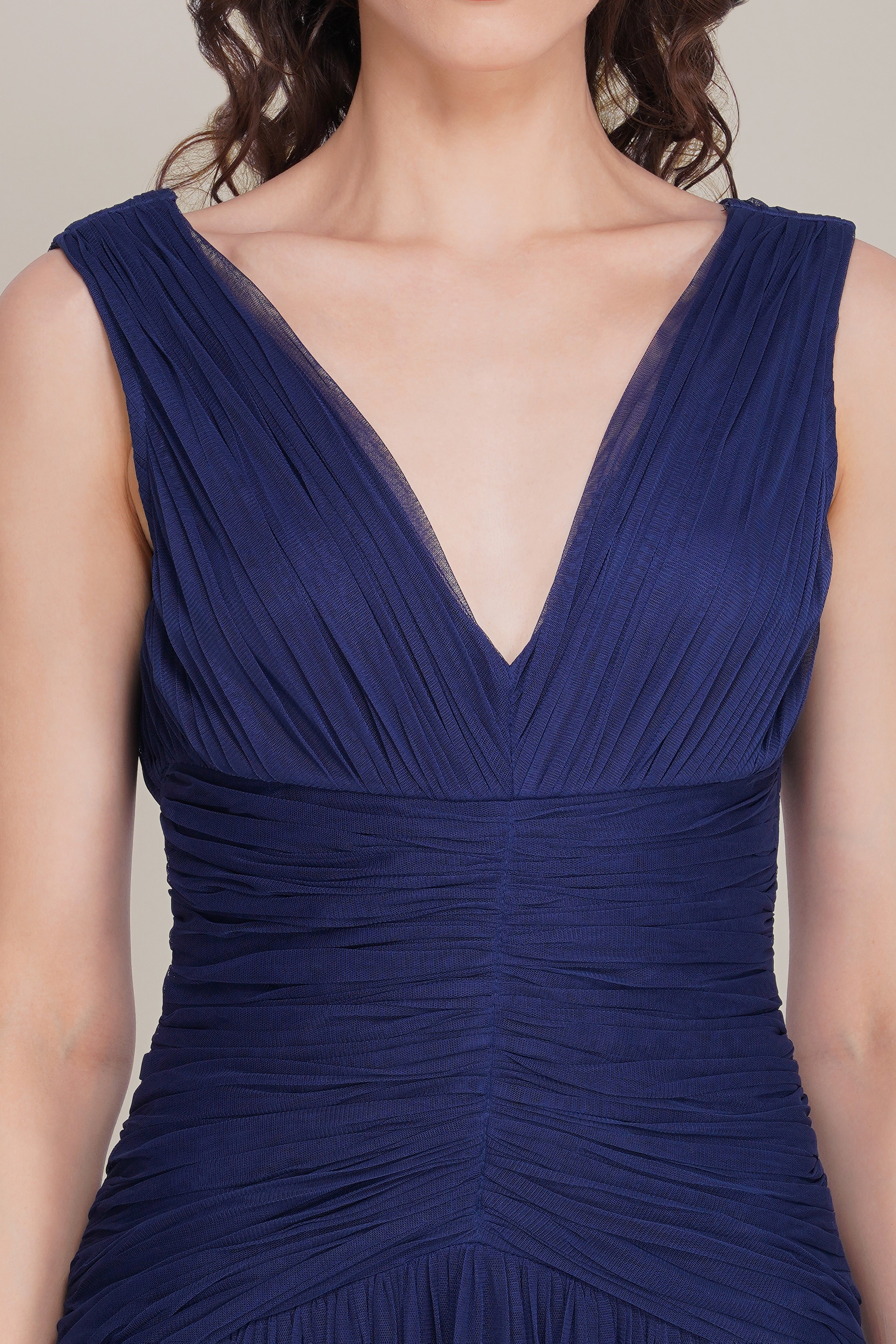 Elsie Tulle Maxi Dress in Navy Peony